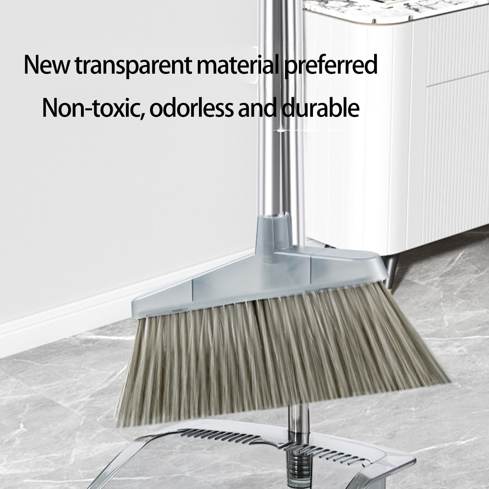Grrvtrz Broomstick and Dustpan Set Long Adjustable Handle and Dustpan Combo for Sweeping Pet Hair From Home Office Kitchen Hall Floors Indoor and Outdoor Cleaning,Sweeping,Cleaning Supplies 12.2*11.42*3.74 Gray - Image 5