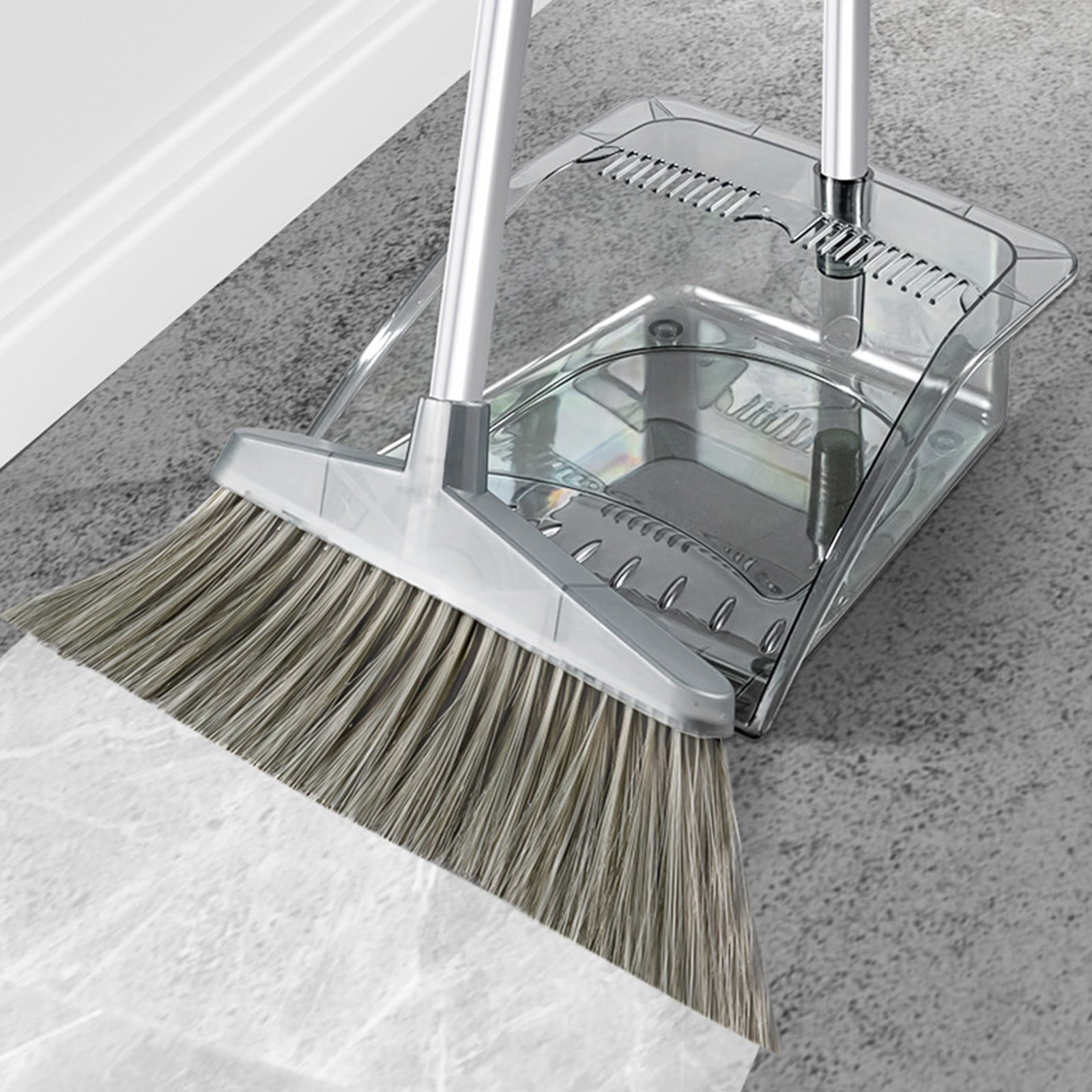 Grrvtrz Broomstick and Dustpan Set Long Adjustable Handle and Dustpan Combo for Sweeping Pet Hair From Home Office Kitchen Hall Floors Indoor and Outdoor Cleaning,Sweeping,Cleaning Supplies 12.2*11.42*3.74 Gray - Image 6