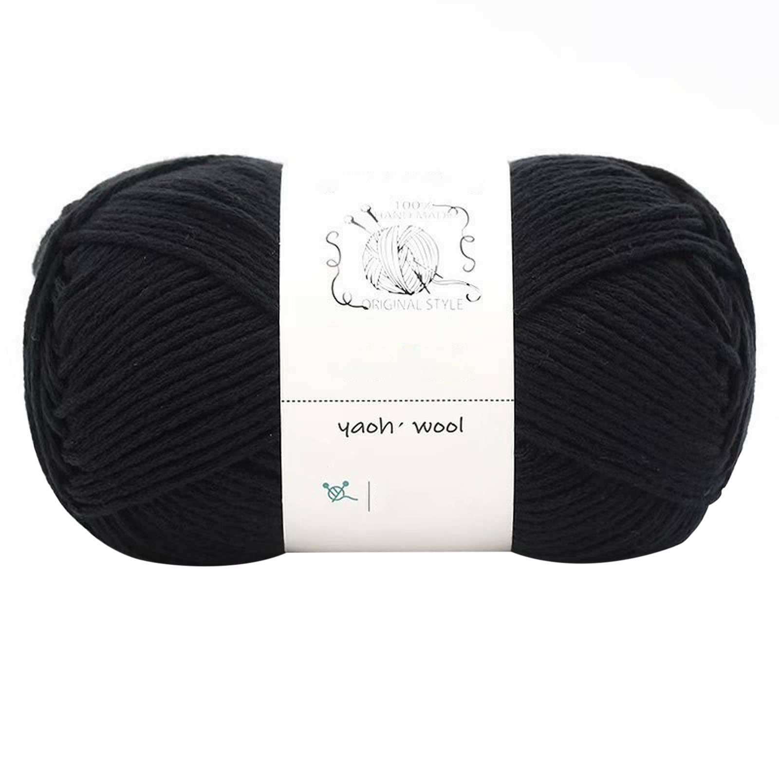 LGCASL Hand-Knitted Yarn #2 Pure White , 1Pc100G Hand Woven Cotton Yarn Soft Crochet Yarn for Hand Knitting Warm Sweater Sofa Cushion Scarf Diy Black - Image 1