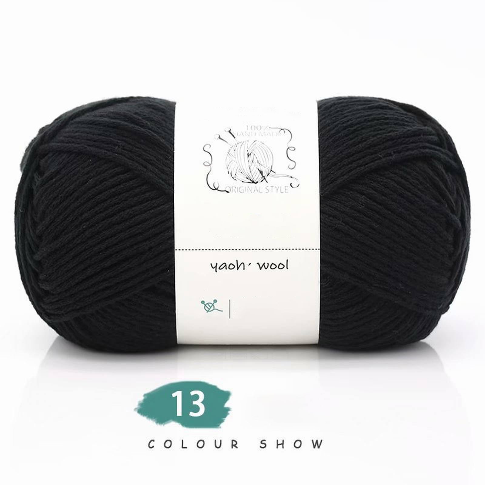 LGCASL Hand-Knitted Yarn #2 Pure White , 1Pc100G Hand Woven Cotton Yarn Soft Crochet Yarn for Hand Knitting Warm Sweater Sofa Cushion Scarf Diy Black - Image 2