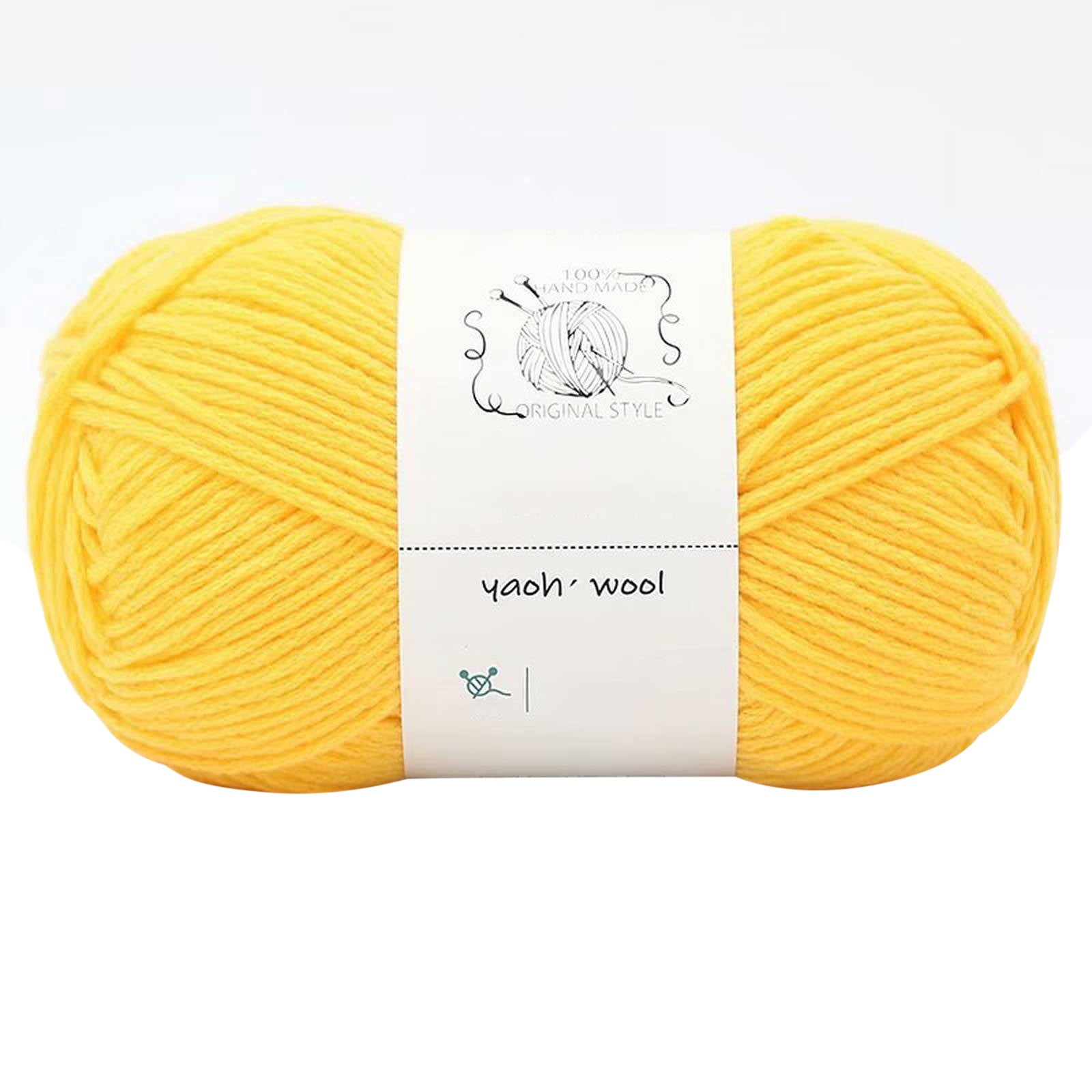 LGCASL Hand-Knitted Yarn #2 Pure White , 1Pc100G Hand Woven Cotton Yarn Soft Crochet Yarn for Hand Knitting Warm Sweater Sofa Cushion Scarf Diy Chicken Yellow - Image 1