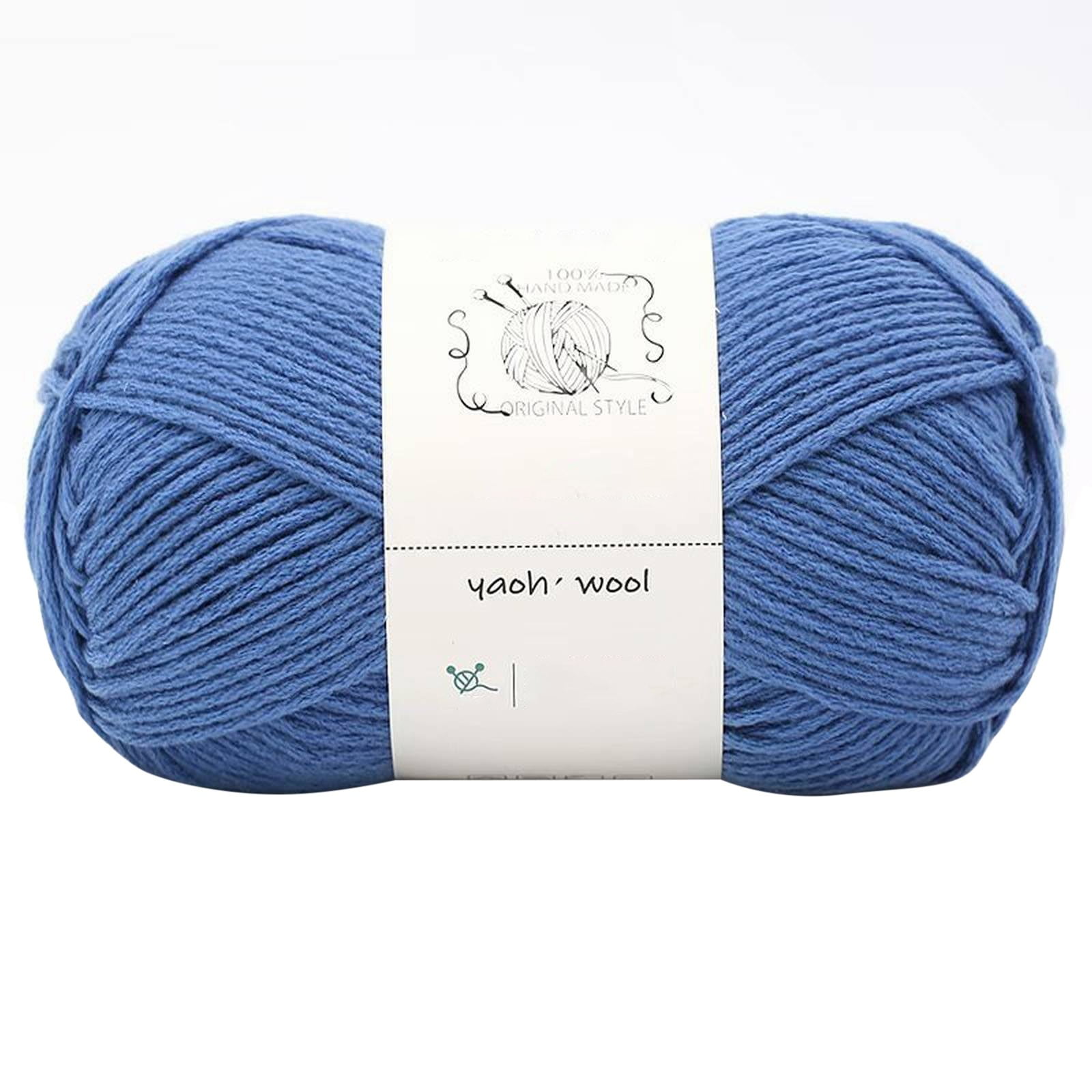 LGCASL Hand-Knitted Yarn #2 Pure White , 1Pc100G Hand Woven Cotton Yarn Soft Crochet Yarn for Hand Knitting Warm Sweater Sofa Cushion Scarf Diy Classic Blue - Image 1