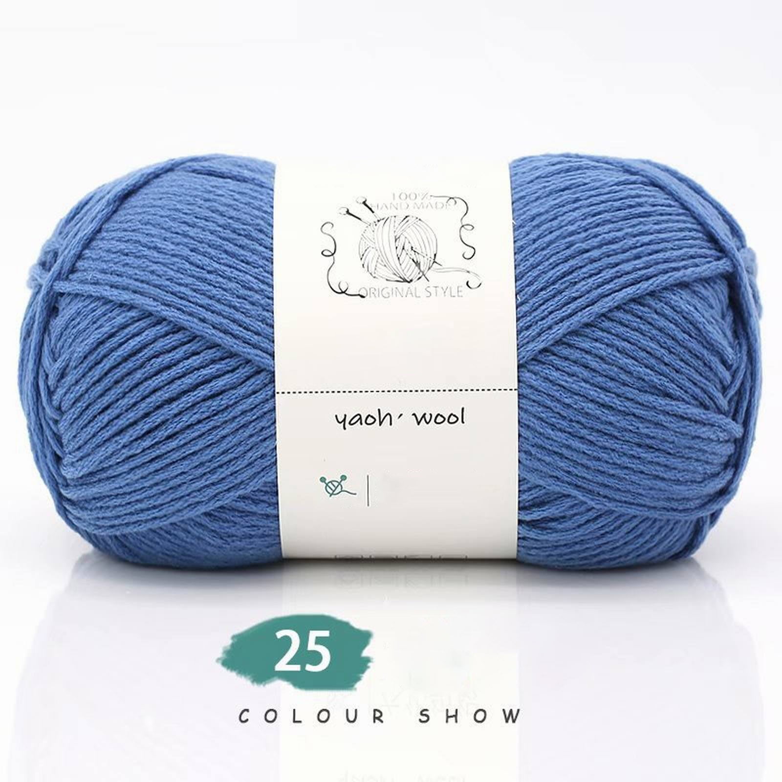 LGCASL Hand-Knitted Yarn #2 Pure White , 1Pc100G Hand Woven Cotton Yarn Soft Crochet Yarn for Hand Knitting Warm Sweater Sofa Cushion Scarf Diy Classic Blue - Image 2