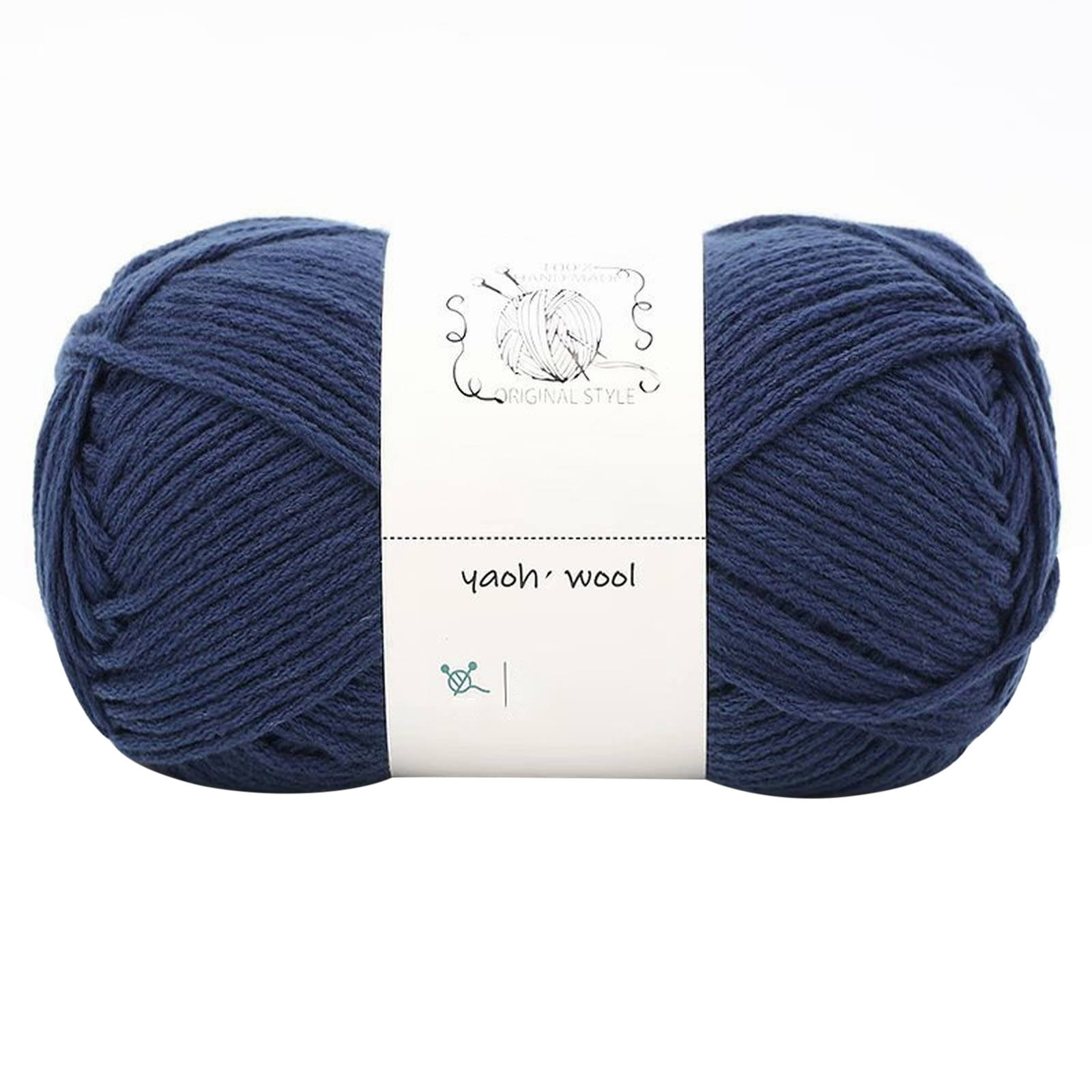 LGCASL Hand-Knitted Yarn #2 Pure White , 1Pc100G Hand Woven Cotton Yarn Soft Crochet Yarn for Hand Knitting Warm Sweater Sofa Cushion Scarf Diy Dark blue - Image 1