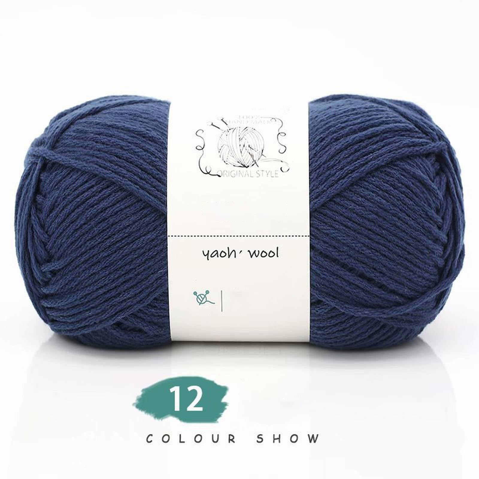 LGCASL Hand-Knitted Yarn #2 Pure White , 1Pc100G Hand Woven Cotton Yarn Soft Crochet Yarn for Hand Knitting Warm Sweater Sofa Cushion Scarf Diy Dark blue - Image 2