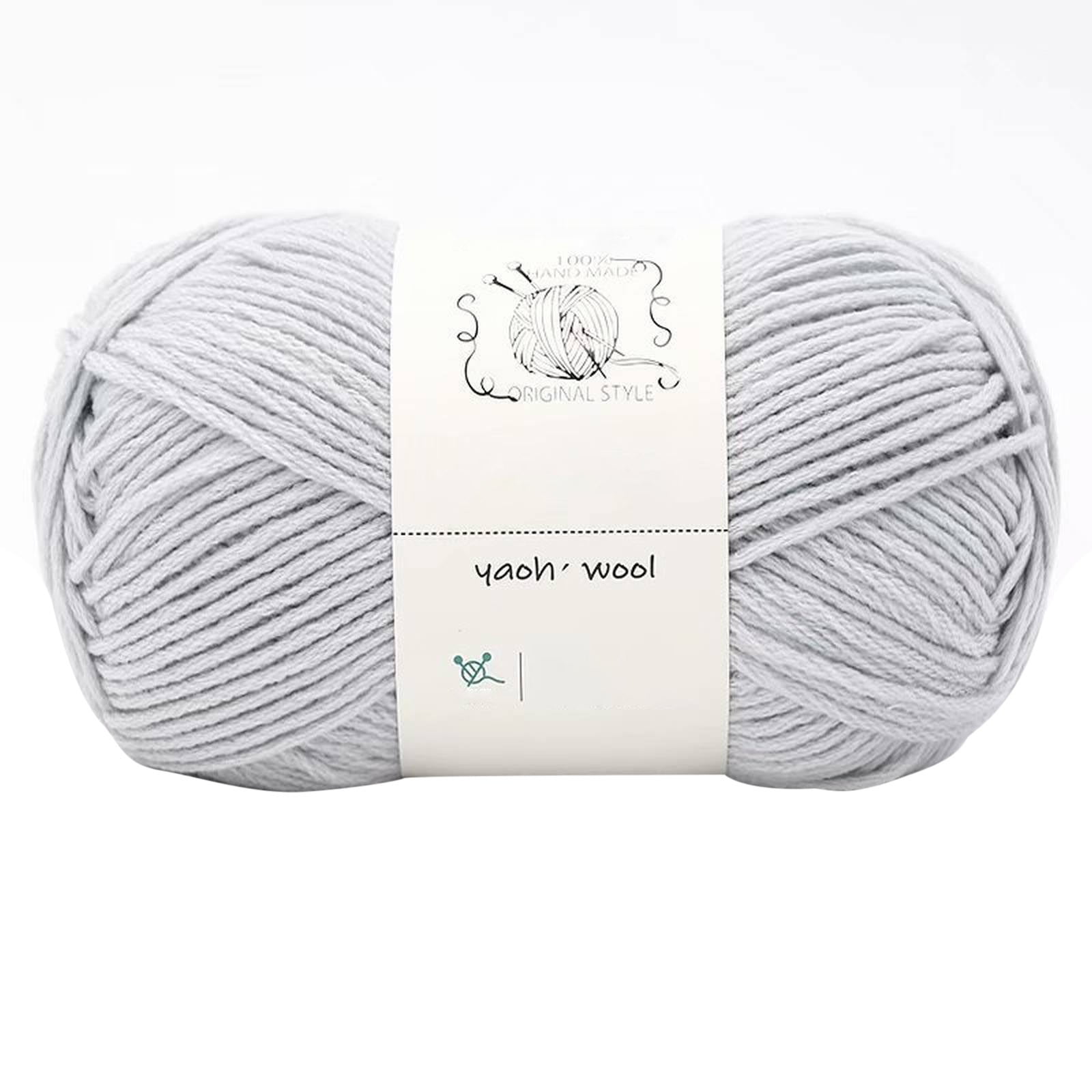 LGCASL Hand-Knitted Yarn #2 Pure White , 1Pc100G Hand Woven Cotton Yarn Soft Crochet Yarn for Hand Knitting Warm Sweater Sofa Cushion Scarf Diy Light Gray - Image 1