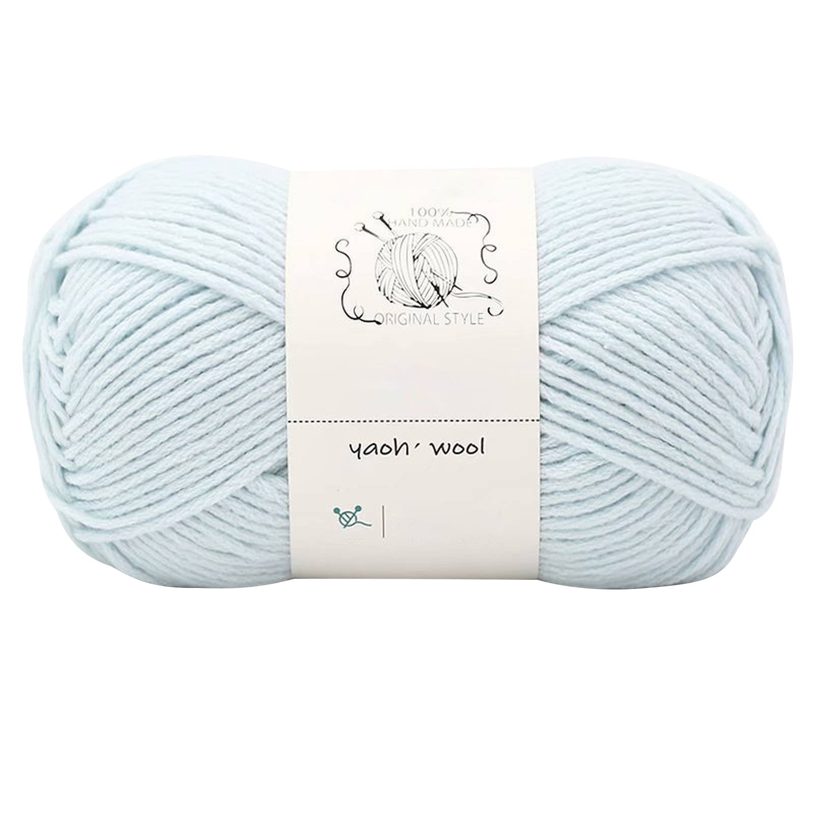 LGCASL Hand-Knitted Yarn #2 Pure White , 1Pc100G Hand Woven Cotton Yarn Soft Crochet Yarn for Hand Knitting Warm Sweater Sofa Cushion Scarf Diy Light blue - Image 1
