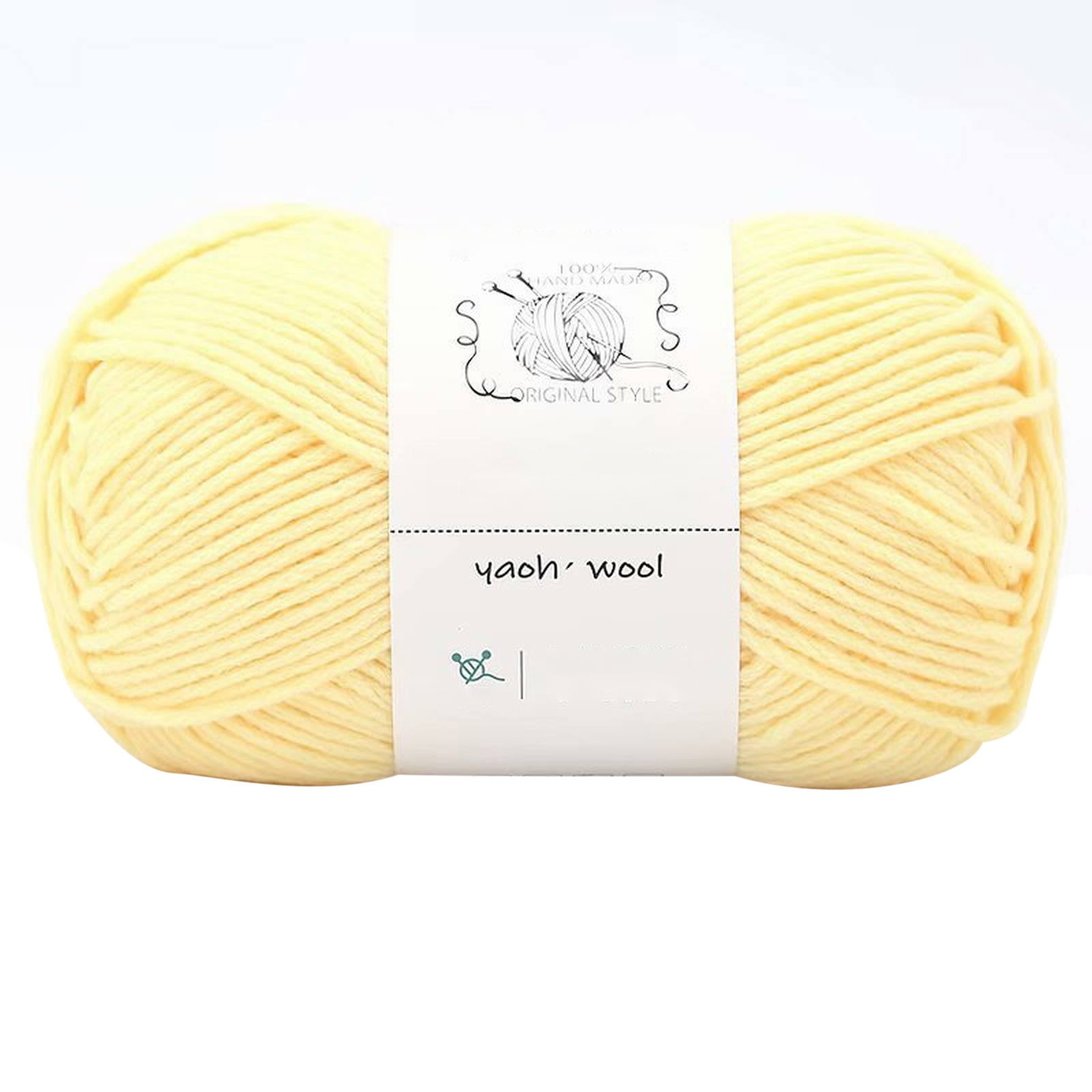 LGCASL Hand-Knitted Yarn #2 Pure White , 1Pc100G Hand Woven Cotton Yarn Soft Crochet Yarn for Hand Knitting Warm Sweater Sofa Cushion Scarf Diy Light yellow - Image 1