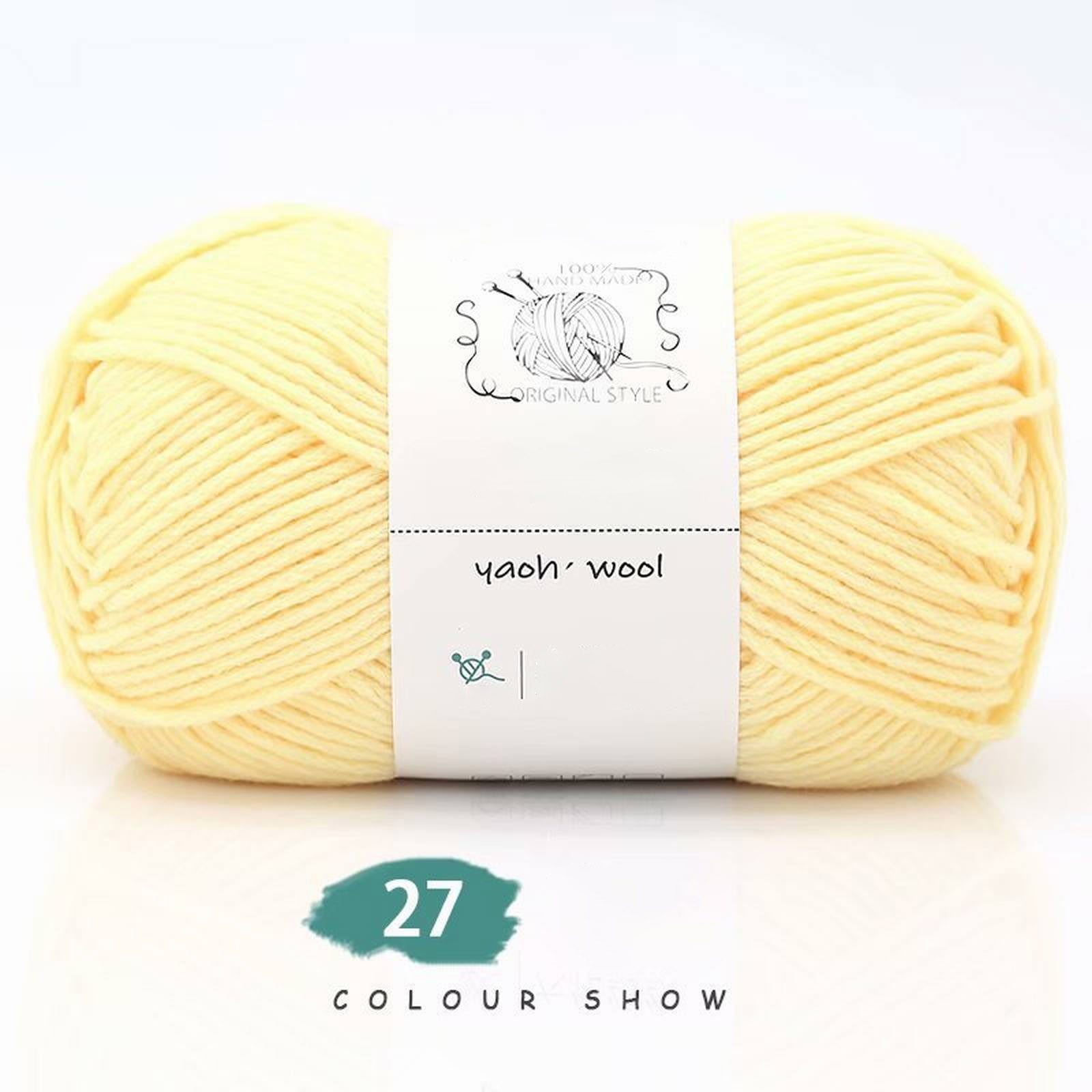 LGCASL Hand-Knitted Yarn #2 Pure White , 1Pc100G Hand Woven Cotton Yarn Soft Crochet Yarn for Hand Knitting Warm Sweater Sofa Cushion Scarf Diy Light yellow - Image 2