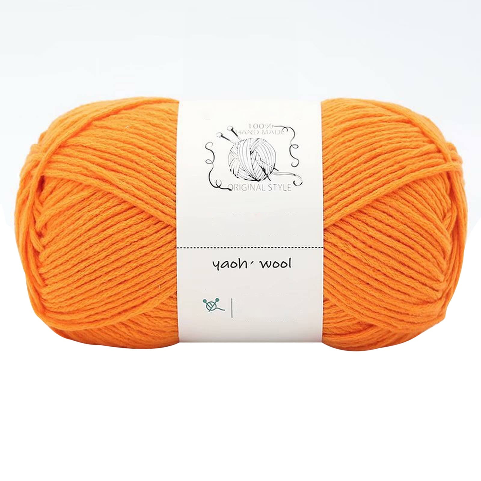 LGCASL Hand-Knitted Yarn #2 Pure White , 1Pc100G Hand Woven Cotton Yarn Soft Crochet Yarn for Hand Knitting Warm Sweater Sofa Cushion Scarf Diy Orange - Image 1