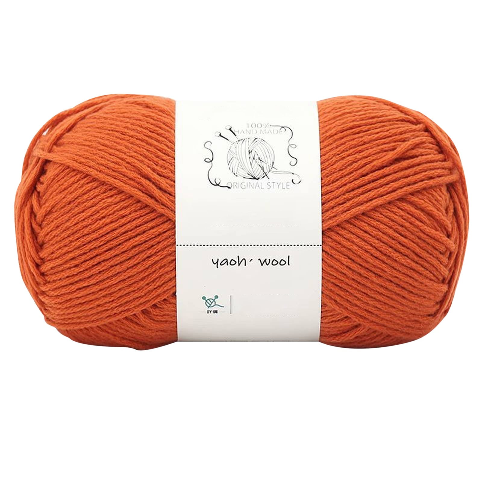 LGCASL Hand-Knitted Yarn #2 Pure White , 1Pc100G Hand Woven Cotton Yarn Soft Crochet Yarn for Hand Knitting Warm Sweater Sofa Cushion Scarf Diy Orange-Red - Image 1