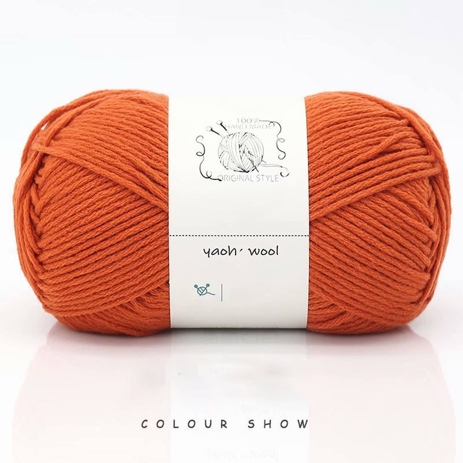 LGCASL Hand-Knitted Yarn #2 Pure White , 1Pc100G Hand Woven Cotton Yarn Soft Crochet Yarn for Hand Knitting Warm Sweater Sofa Cushion Scarf Diy Orange-Red - Image 2