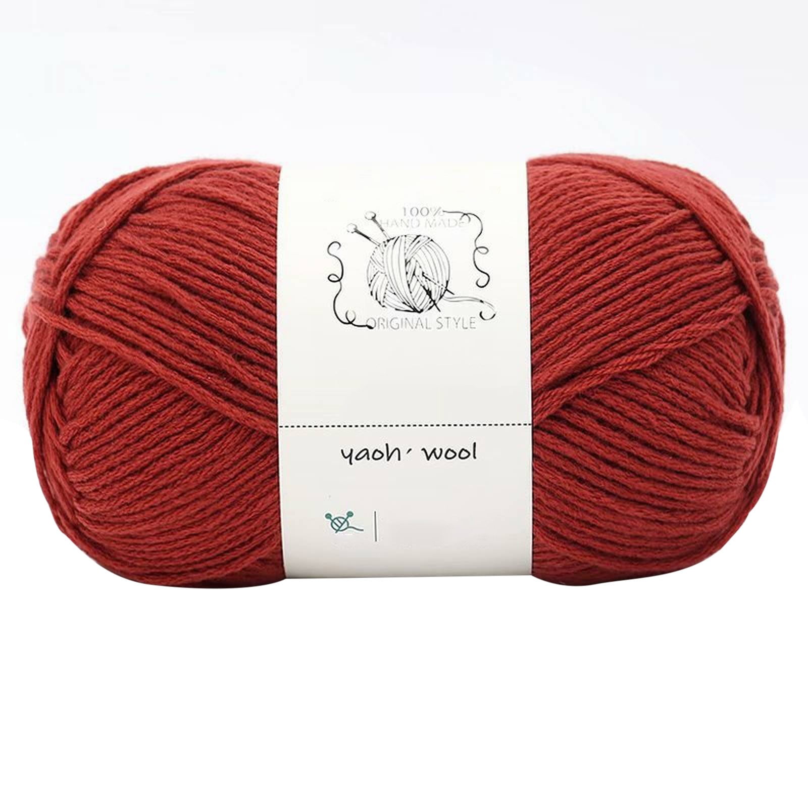 LGCASL Hand-Knitted Yarn #2 Pure White , 1Pc100G Hand Woven Cotton Yarn Soft Crochet Yarn for Hand Knitting Warm Sweater Sofa Cushion Scarf Diy Roman red - Image 1