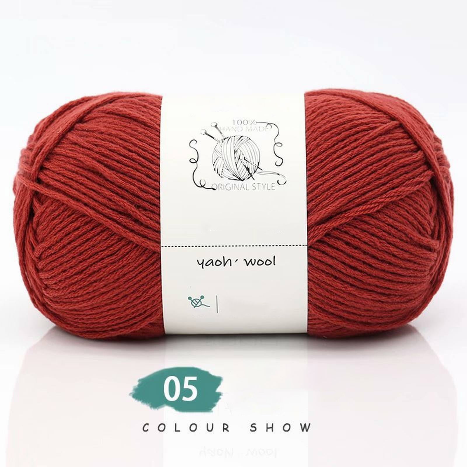 LGCASL Hand-Knitted Yarn #2 Pure White , 1Pc100G Hand Woven Cotton Yarn Soft Crochet Yarn for Hand Knitting Warm Sweater Sofa Cushion Scarf Diy Roman red - Image 2