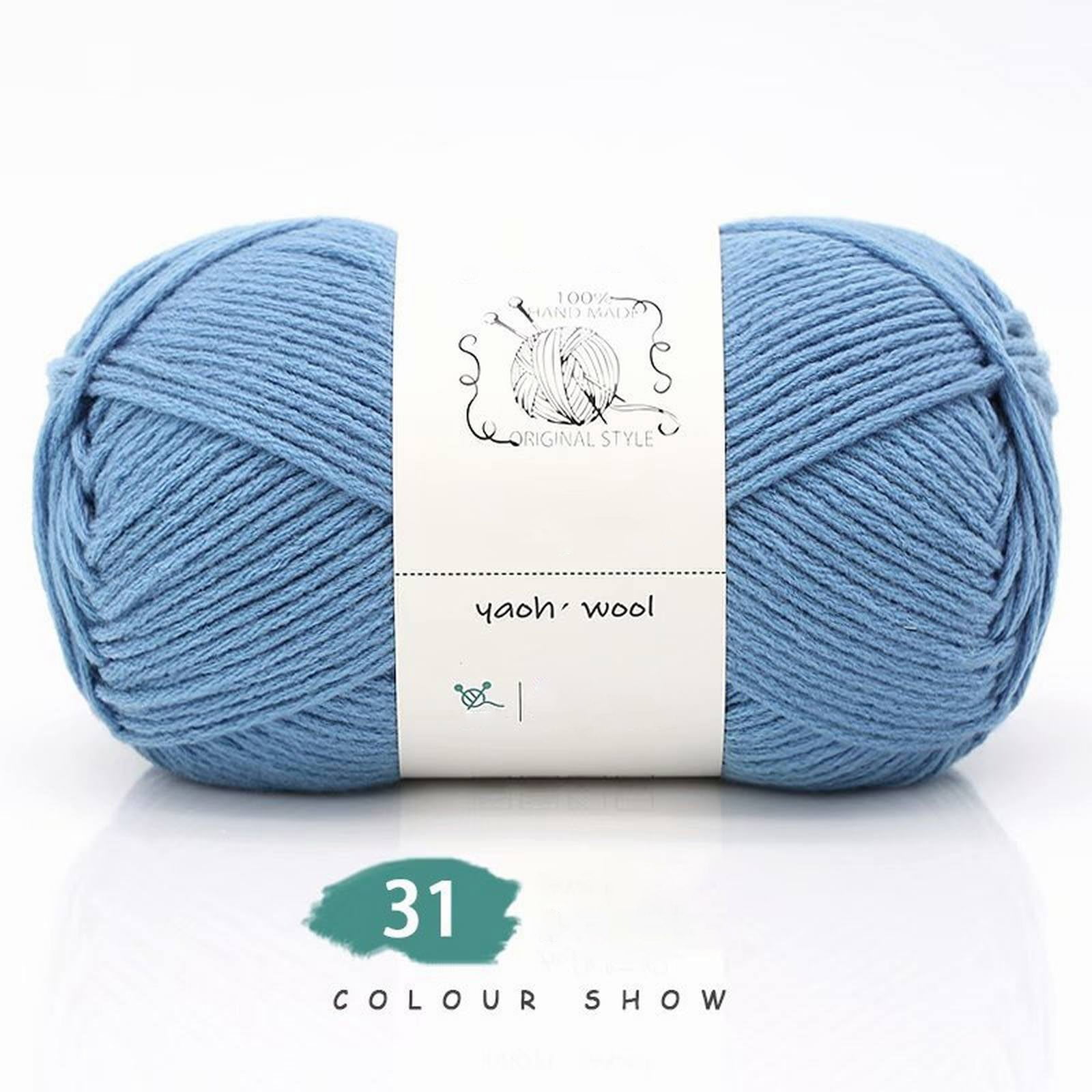 LGCASL Hand-Knitted Yarn #2 Pure White , 1Pc100G Hand Woven Cotton Yarn Soft Crochet Yarn for Hand Knitting Warm Sweater Sofa Cushion Scarf Diy Sky Blue - Image 2