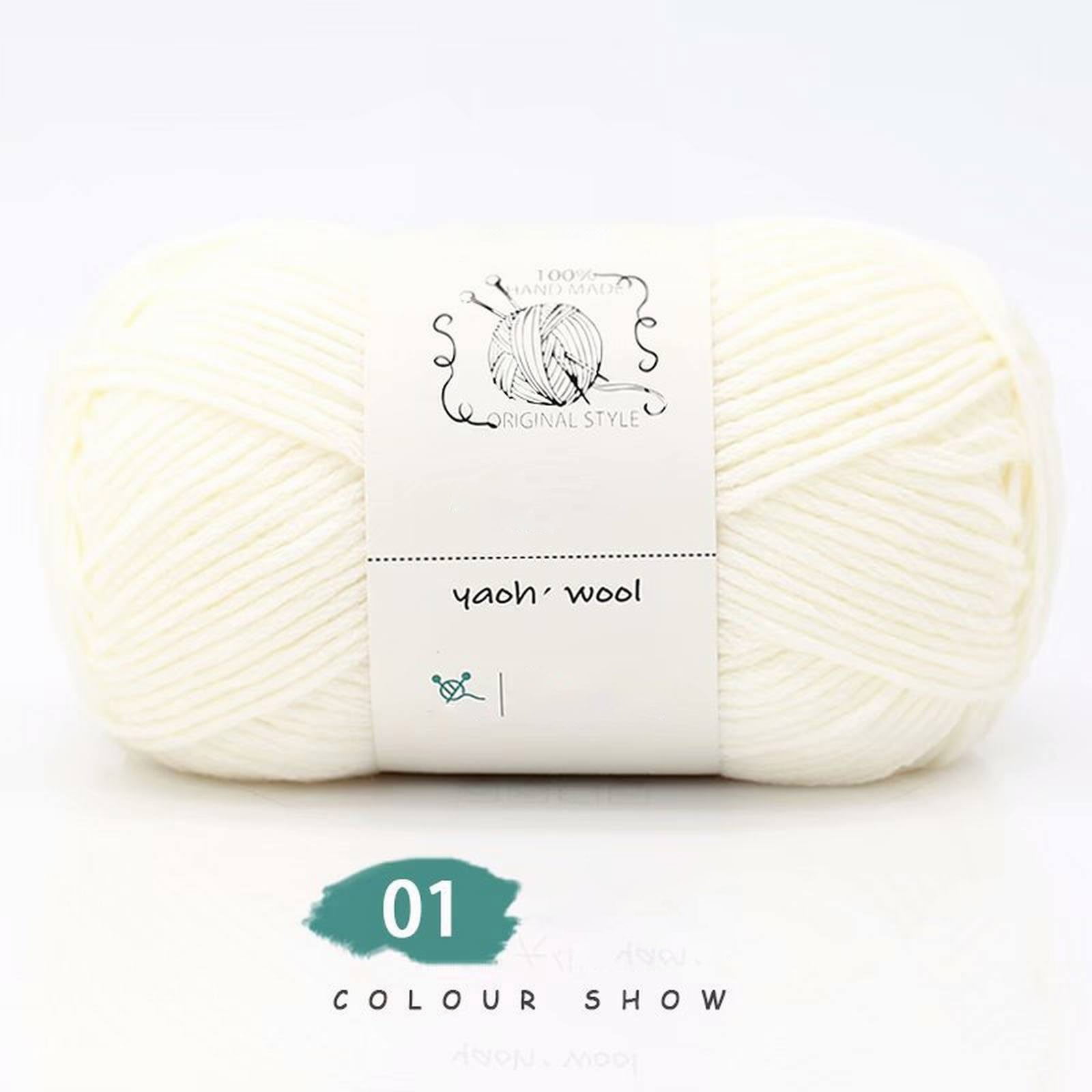 LGCASL Hand-Knitted Yarn #2 Pure White , 1Pc100G Hand Woven Cotton Yarn Soft Crochet Yarn for Hand Knitting Warm Sweater Sofa Cushion Scarf Diy White - Image 2