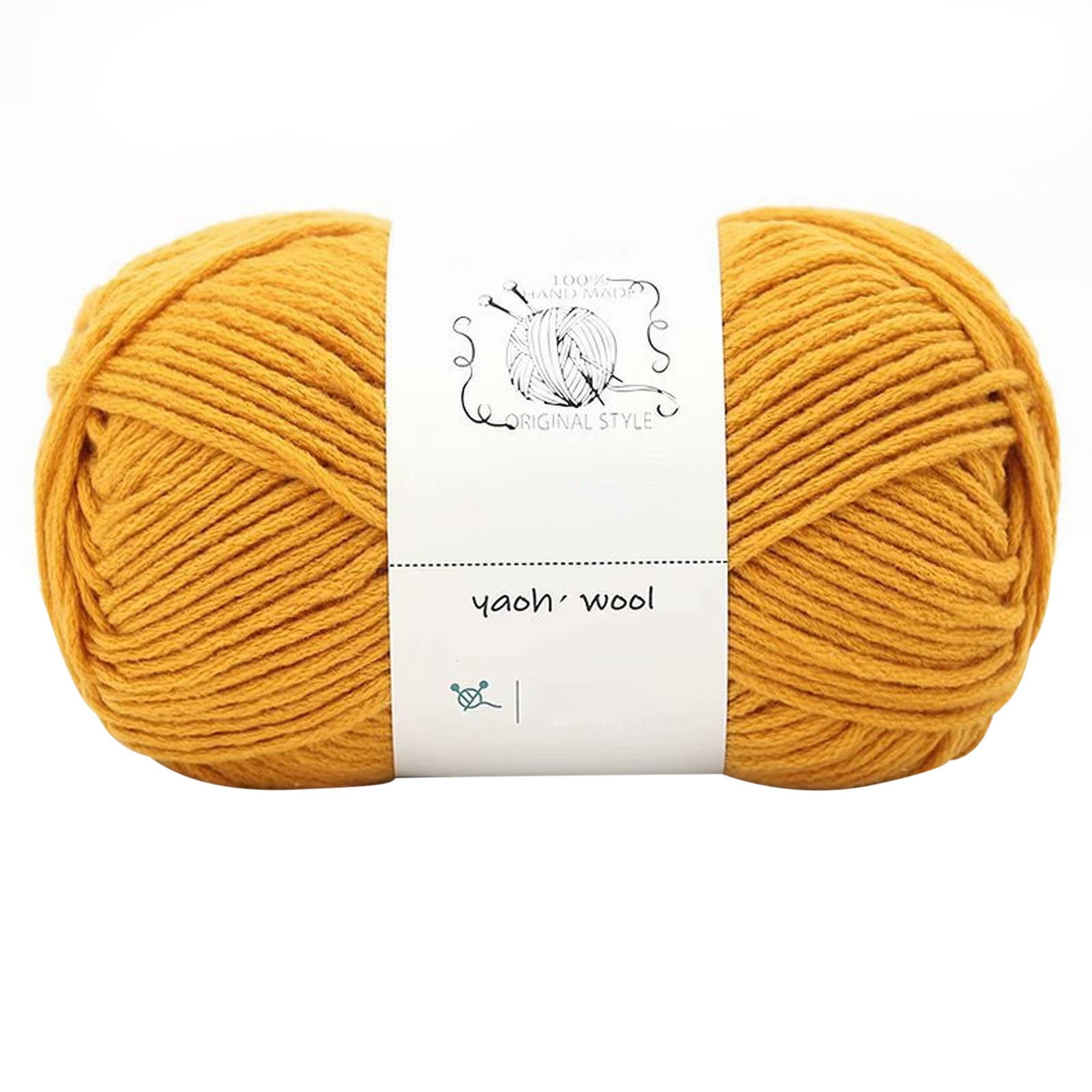 LGCASL Hand-Knitted Yarn #2 Pure White , 1Pc100G Hand Woven Cotton Yarn Soft Crochet Yarn for Hand Knitting Warm Sweater Sofa Cushion Scarf Diy autumn yellow - Image 1