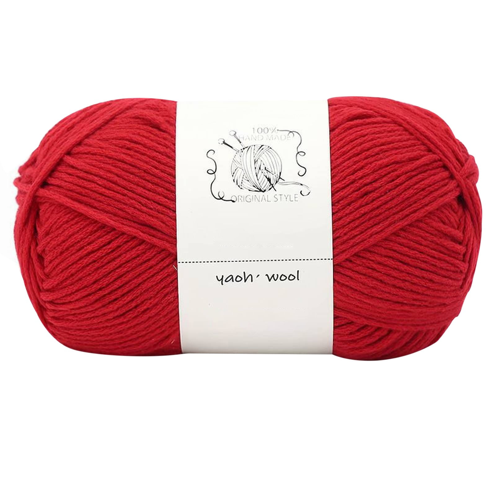 LGCASL Hand-Knitted Yarn #2 Pure White , 1Pc100G Hand Woven Cotton Yarn Soft Crochet Yarn for Hand Knitting Warm Sweater Sofa Cushion Scarf Diy bright red - Image 1