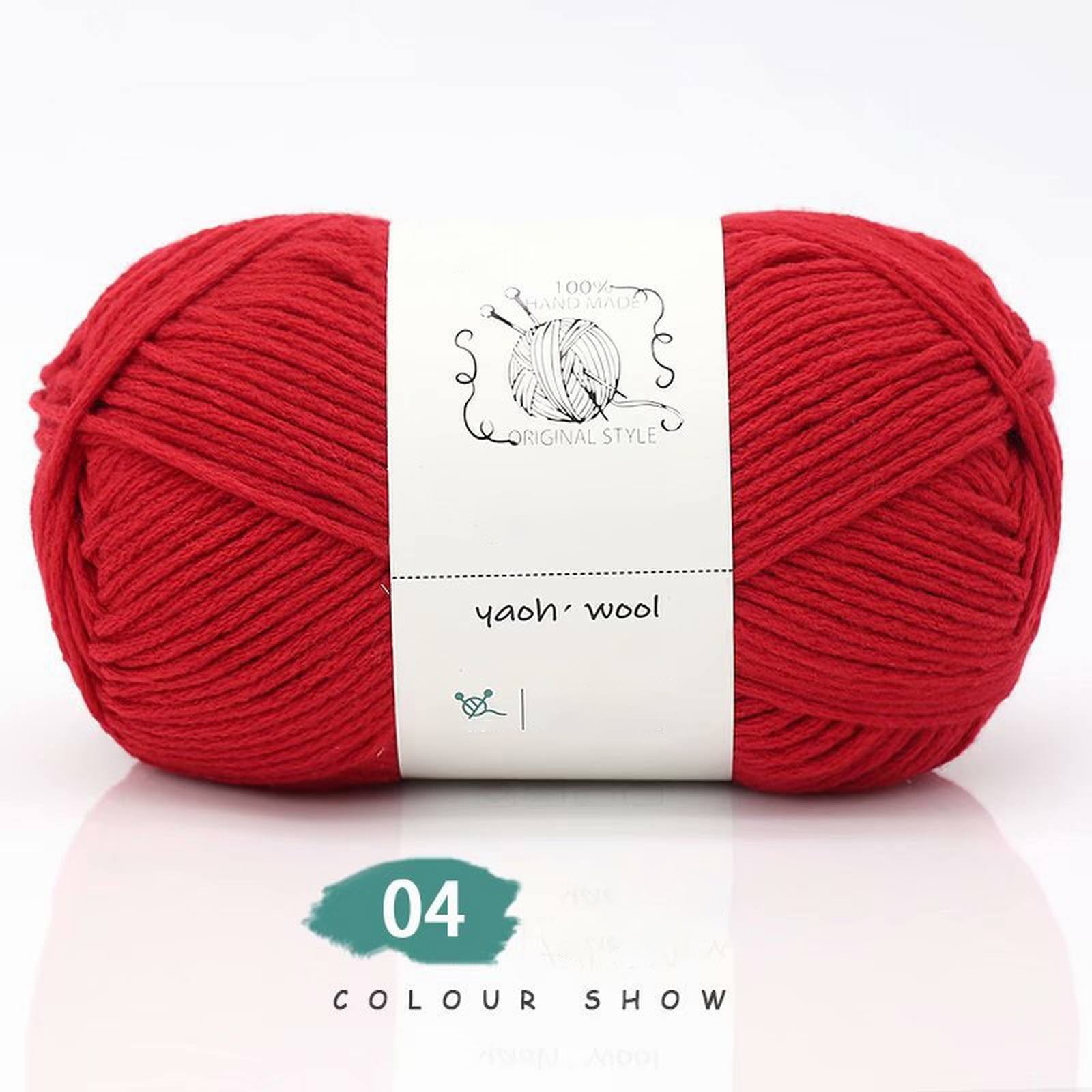 LGCASL Hand-Knitted Yarn #2 Pure White , 1Pc100G Hand Woven Cotton Yarn Soft Crochet Yarn for Hand Knitting Warm Sweater Sofa Cushion Scarf Diy bright red - Image 2
