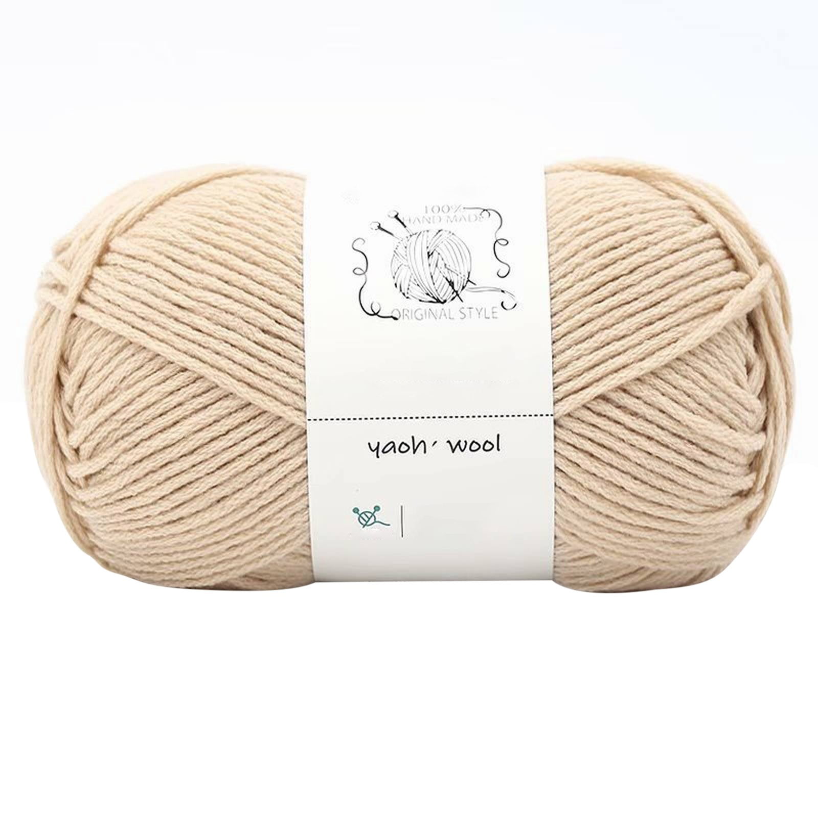 LGCASL Hand-Knitted Yarn #2 Pure White , 1Pc100G Hand Woven Cotton Yarn Soft Crochet Yarn for Hand Knitting Warm Sweater Sofa Cushion Scarf Diy camel-colored - Image 1