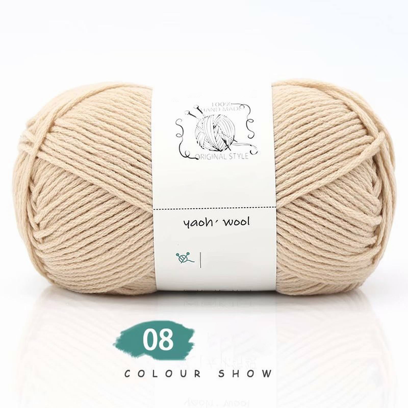LGCASL Hand-Knitted Yarn #2 Pure White , 1Pc100G Hand Woven Cotton Yarn Soft Crochet Yarn for Hand Knitting Warm Sweater Sofa Cushion Scarf Diy camel-colored - Image 2