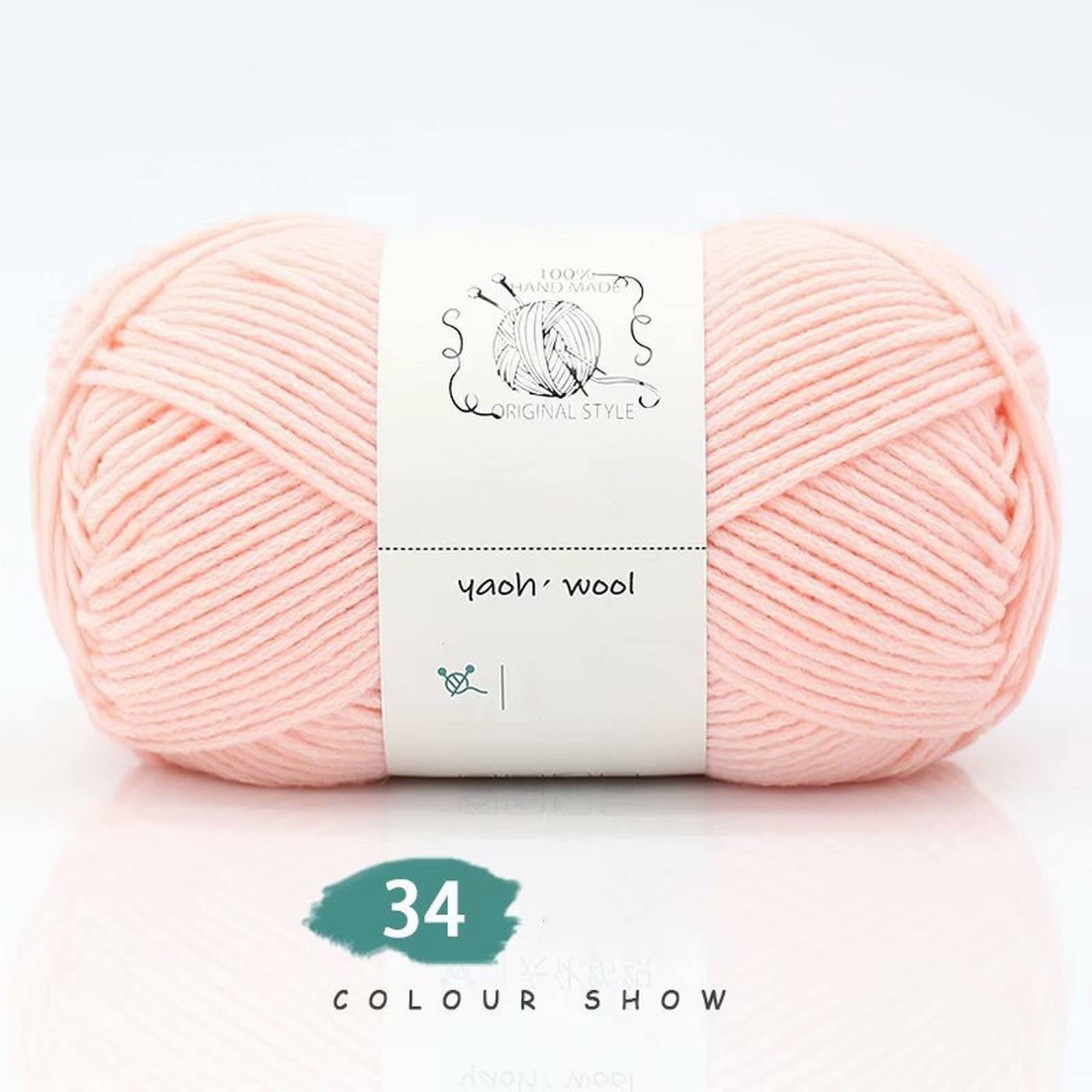 LGCASL Hand-Knitted Yarn #2 Pure White , 1Pc100G Hand Woven Cotton Yarn Soft Crochet Yarn for Hand Knitting Warm Sweater Sofa Cushion Scarf Diy cherry pink - Image 2