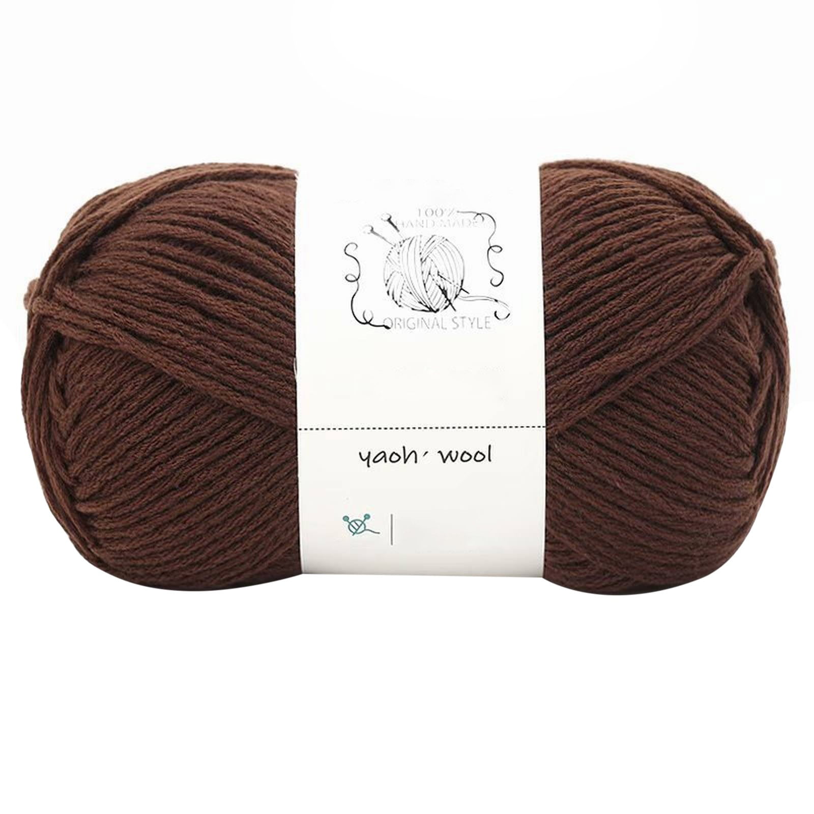 LGCASL Hand-Knitted Yarn #2 Pure White , 1Pc100G Hand Woven Cotton Yarn Soft Crochet Yarn for Hand Knitting Warm Sweater Sofa Cushion Scarf Diy dark coffee - Image 1