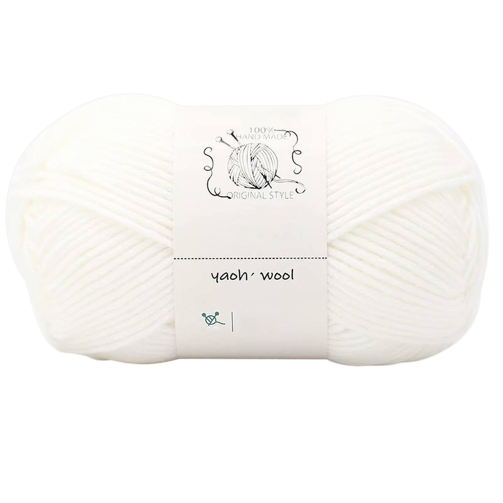 LGCASL Hand-Knitted Yarn #2 Pure White , 1Pc100G Hand Woven Cotton Yarn Soft Crochet Yarn for Hand Knitting Warm Sweater Sofa Cushion Scarf Diy pure white - Image 1