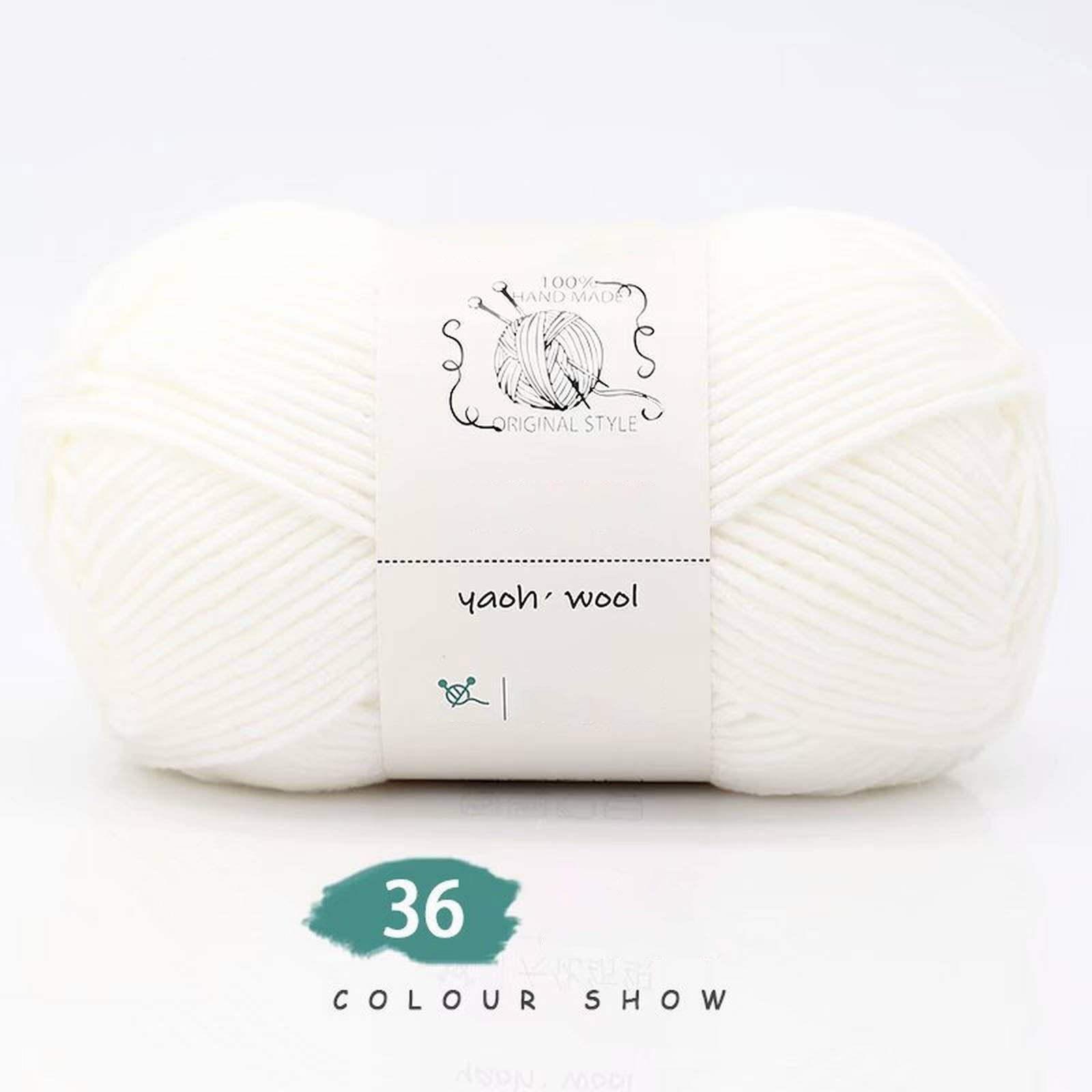 LGCASL Hand-Knitted Yarn #2 Pure White , 1Pc100G Hand Woven Cotton Yarn Soft Crochet Yarn for Hand Knitting Warm Sweater Sofa Cushion Scarf Diy pure white - Image 2