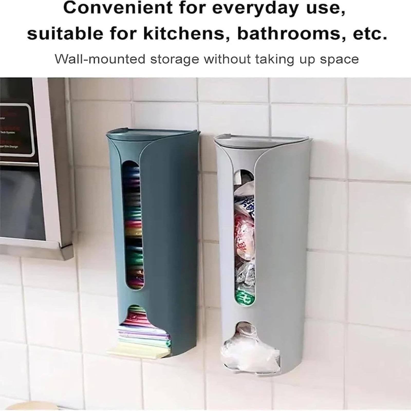 1 Storage Box Grocery Bag Holder Wall Mount Garbage Storage Bag Dispenser Hanging Can with Cover Kitchen Bag Holder Dispenser for Bags One Size A - Image 4