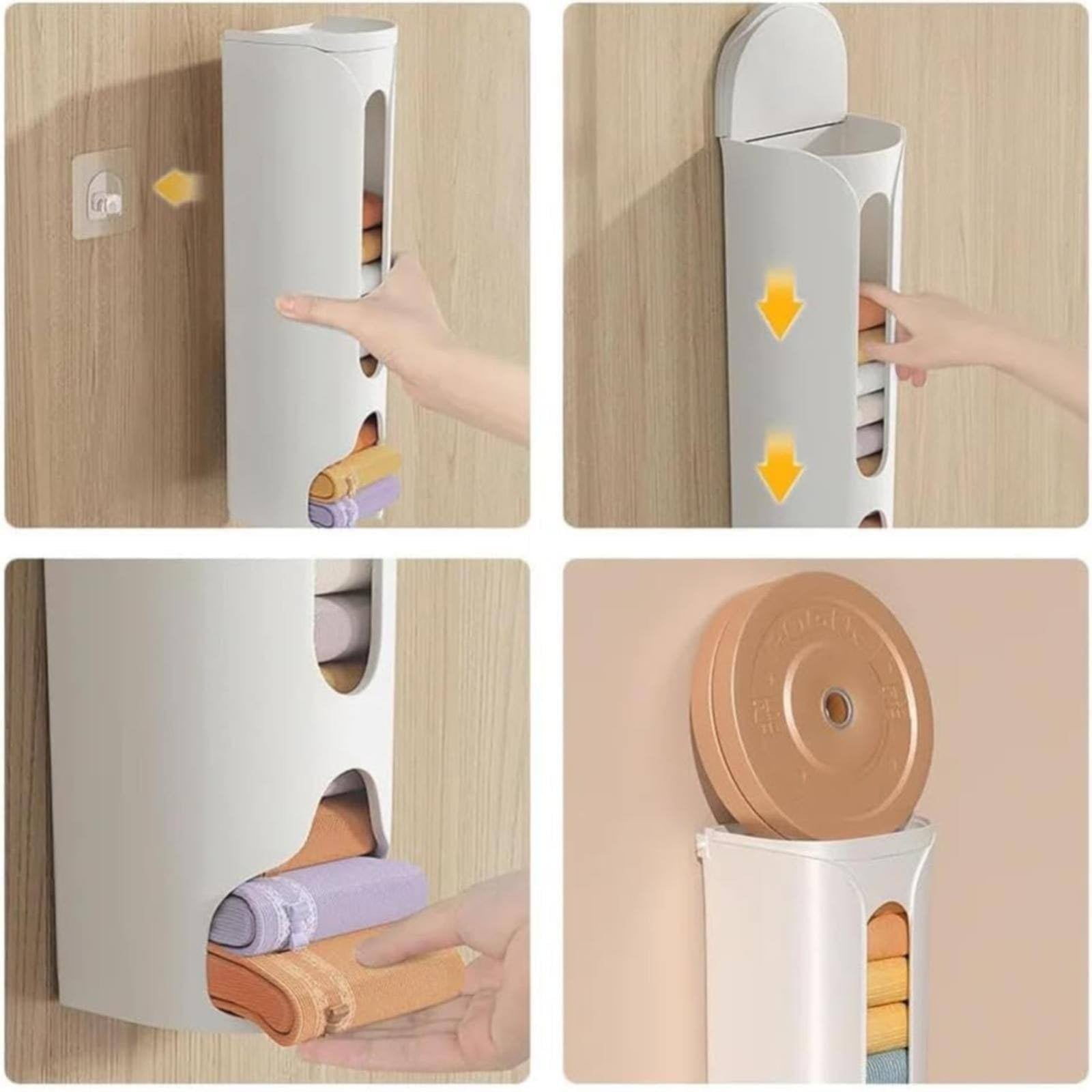 1 Storage Box Grocery Bag Holder Wall Mount Garbage Storage Bag Dispenser Hanging Can with Cover Kitchen Bag Holder Dispenser for Bags One Size B - Image 7