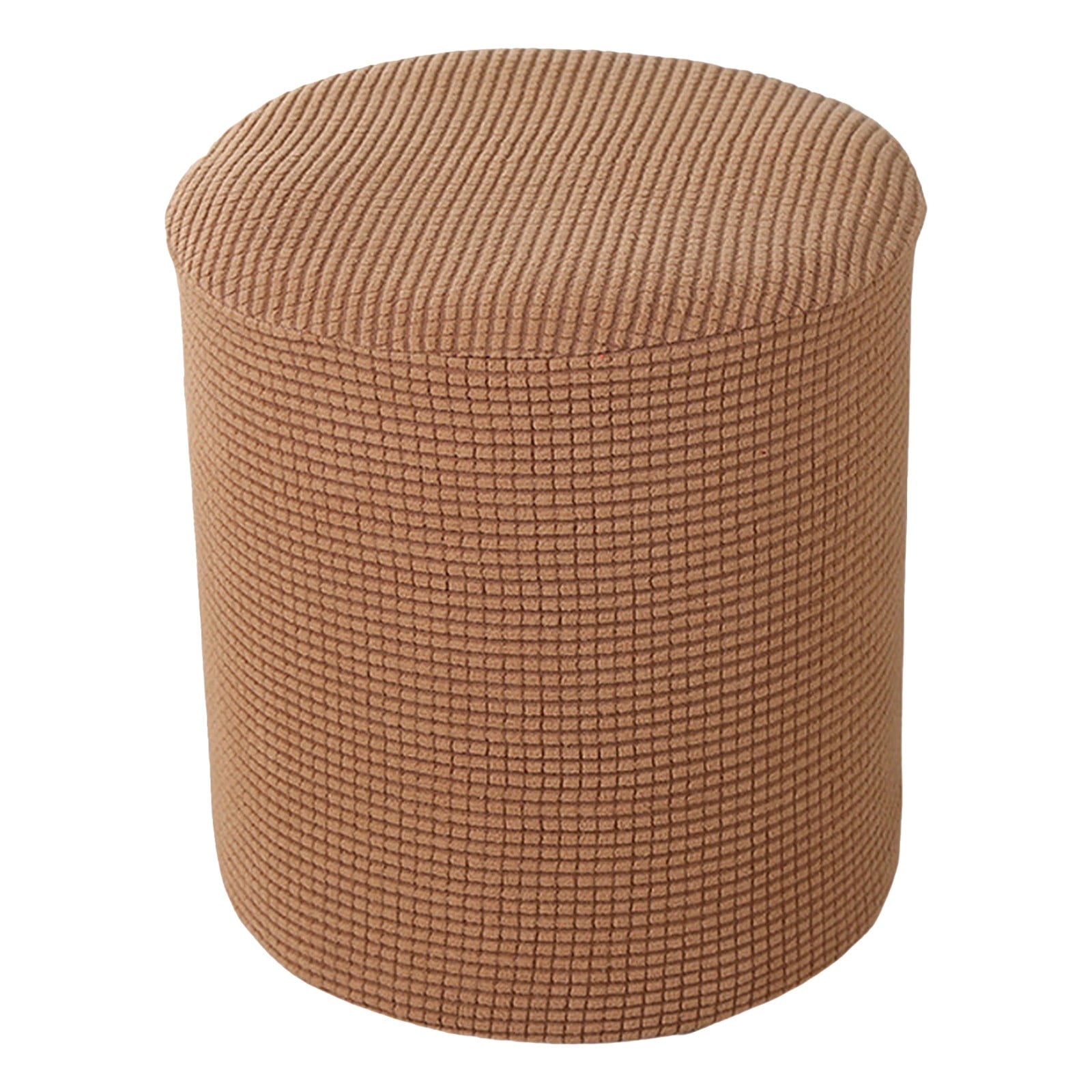 1 Sofa Cover Cover Slipcover Round Foot Stool Cover Footstool Cover Footrest Ottoman Foot Pouffe Protector with Elastic Bottom Washable One Size Coffee - Image 1