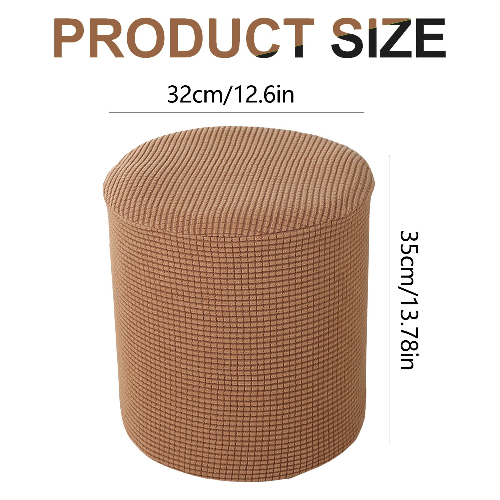 1 Sofa Cover Cover Slipcover Round Foot Stool Cover Footstool Cover Footrest Ottoman Foot Pouffe Protector with Elastic Bottom Washable One Size Coffee - Image 3