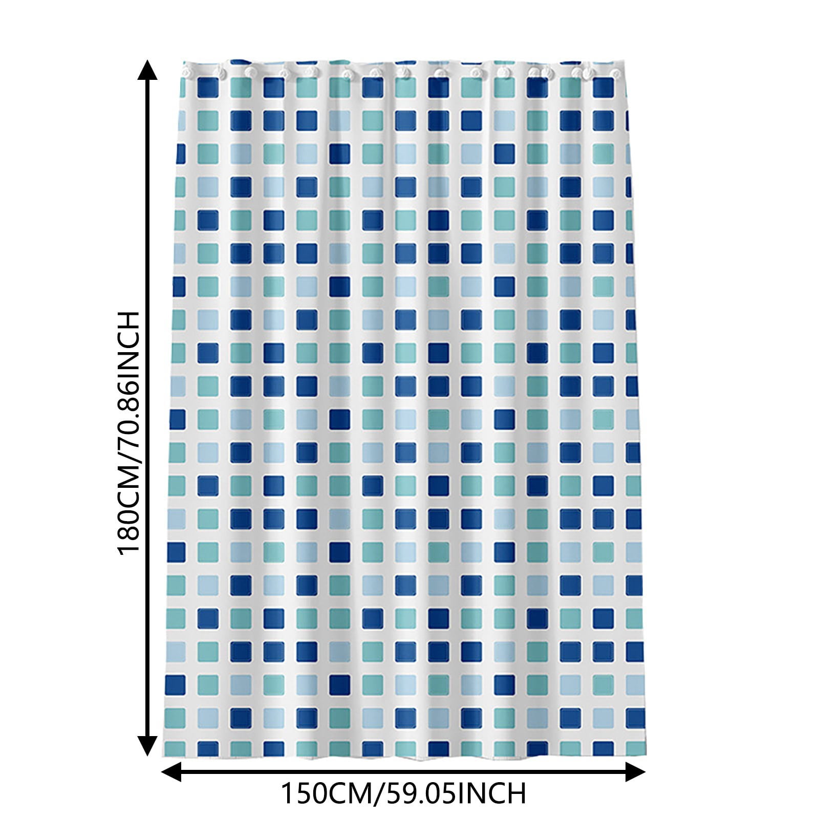 Shower Curtain*1 Piece Peva Blue and Green Square Shower Curtain Thickened Bathroom Curtain for Home Shower Partition with Hooks One Size Mint Green - Image 2
