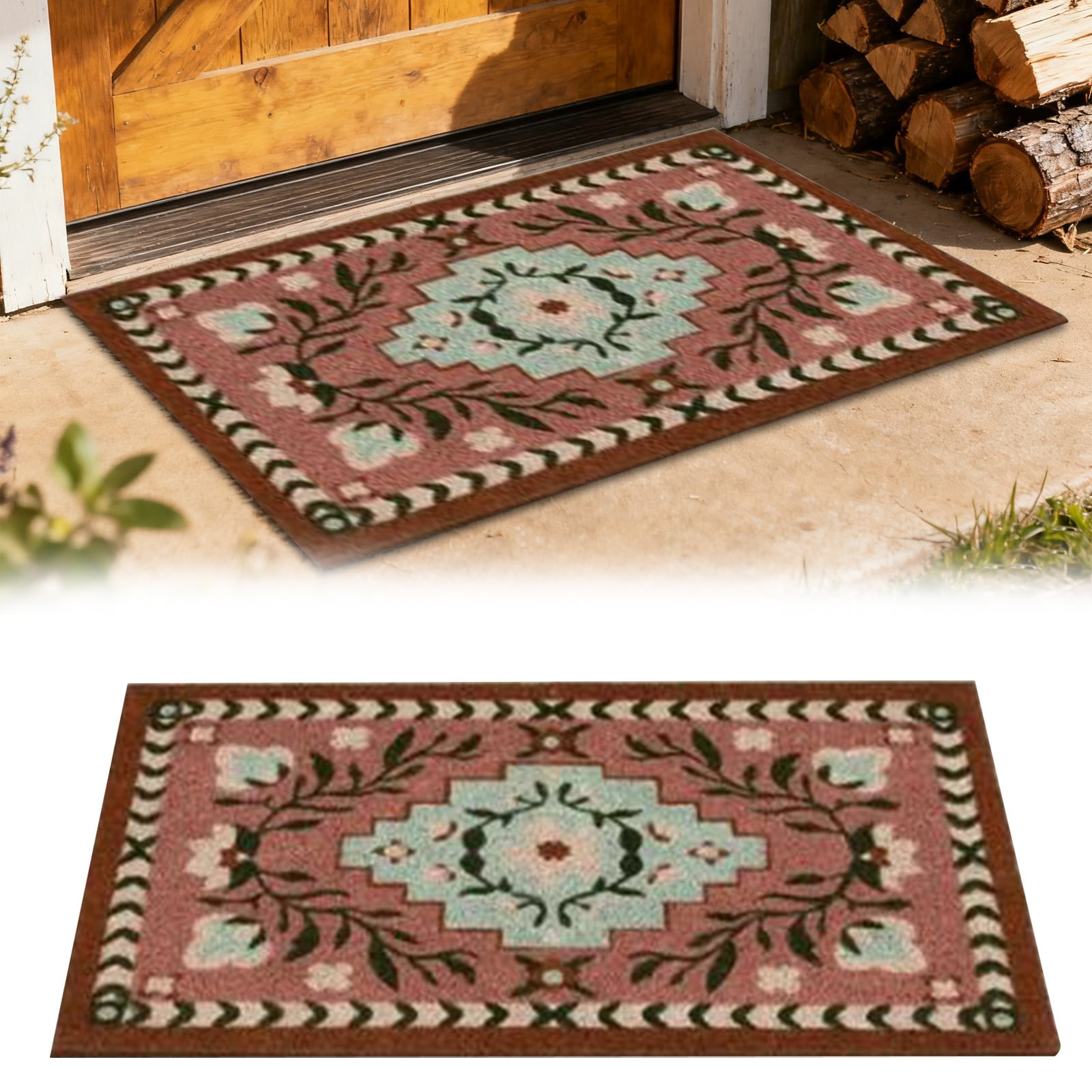 1 Carpet Doormat 60X40cm Coconut Coir Entrance Mat Non Outdoor Rug for Front Door Patio and Kitchen One Size Khaki - Image 2