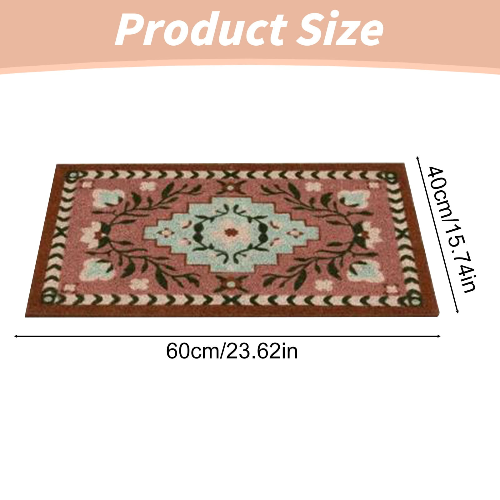 1 Carpet Doormat 60X40cm Coconut Coir Entrance Mat Non Outdoor Rug for Front Door Patio and Kitchen One Size Khaki - Image 3