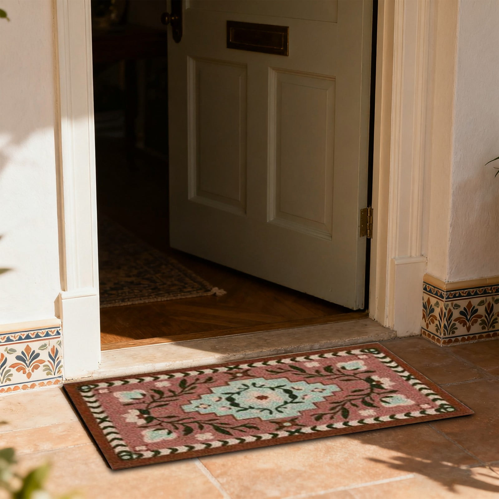 1 Carpet Doormat 60X40cm Coconut Coir Entrance Mat Non Outdoor Rug for Front Door Patio and Kitchen One Size Khaki - Image 4