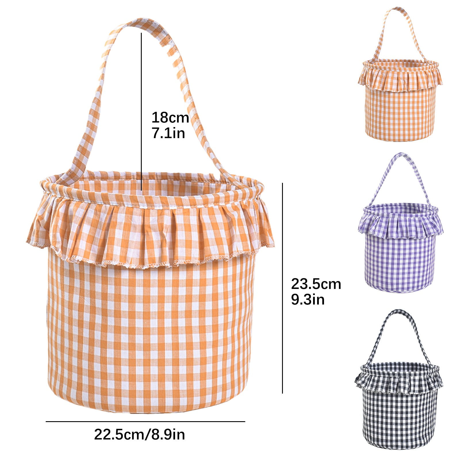 Small Wall-Mounted Kitchen Storage Basket, Hanging Storage Wicker Baskets Wall Mounted Woven Hanging Basket Wicker Small Basket with Handle Wicker Basket with Handle Small Basket Organizer Black and White Checkered Easter Canvas Egg Basket - Image 3