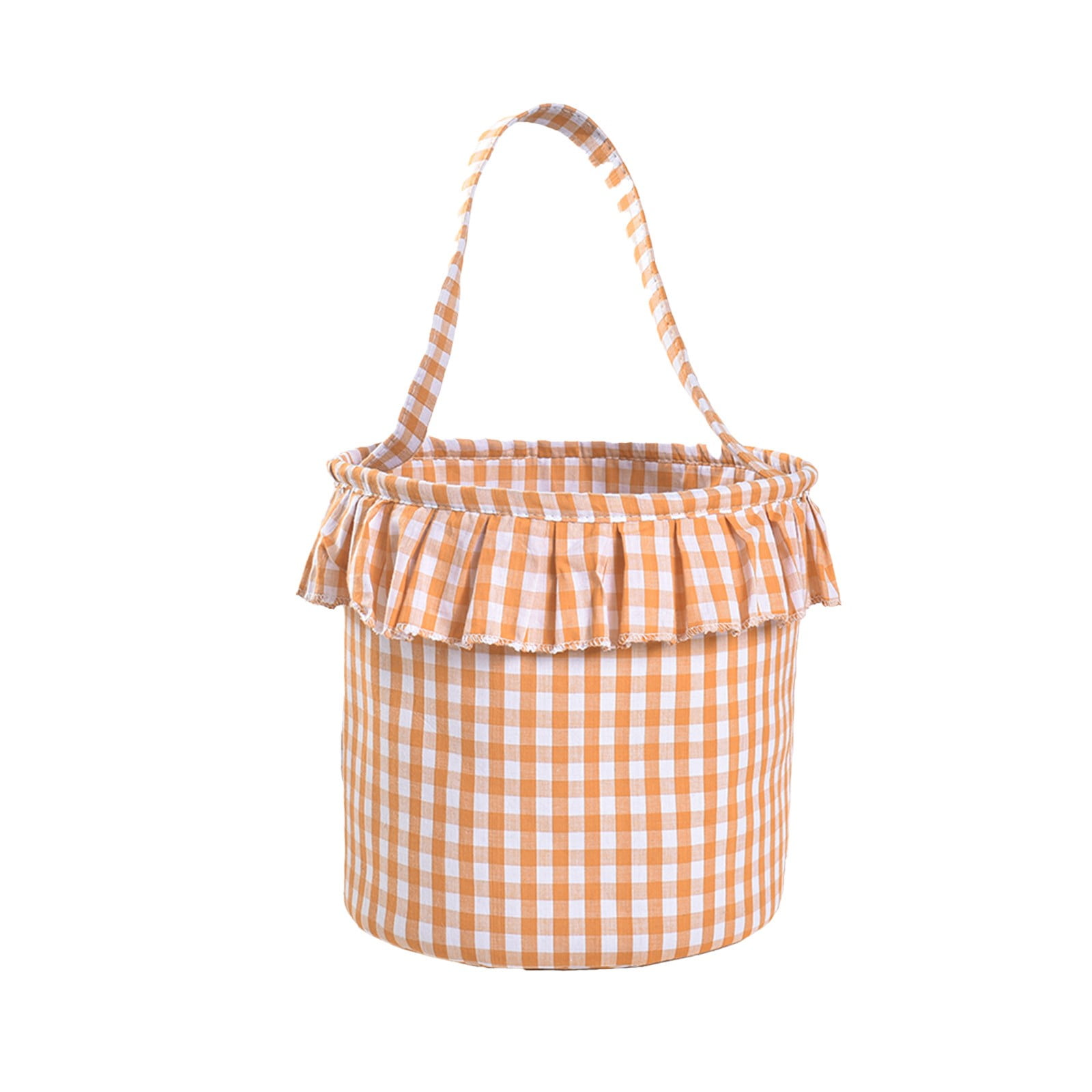 Small Wall-Mounted Kitchen Storage Basket, Hanging Storage Wicker Baskets Wall Mounted Woven Hanging Basket Wicker Small Basket with Handle Wicker Basket with Handle Small Basket Organizer Pink and white checkered Easter Canvas Egg Basket - Image 1