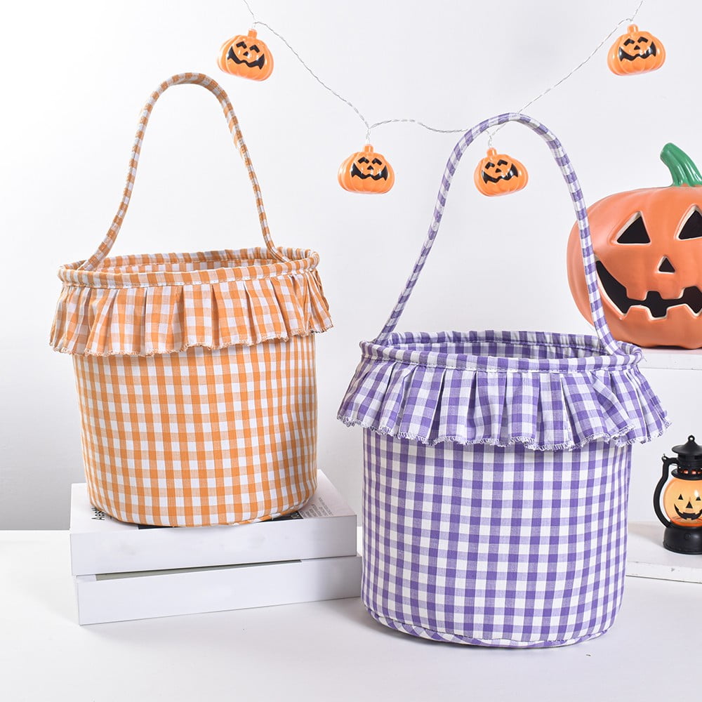 Small Wall-Mounted Kitchen Storage Basket, Hanging Storage Wicker Baskets Wall Mounted Woven Hanging Basket Wicker Small Basket with Handle Wicker Basket with Handle Small Basket Organizer Pink and white checkered Easter Canvas Egg Basket - Image 7