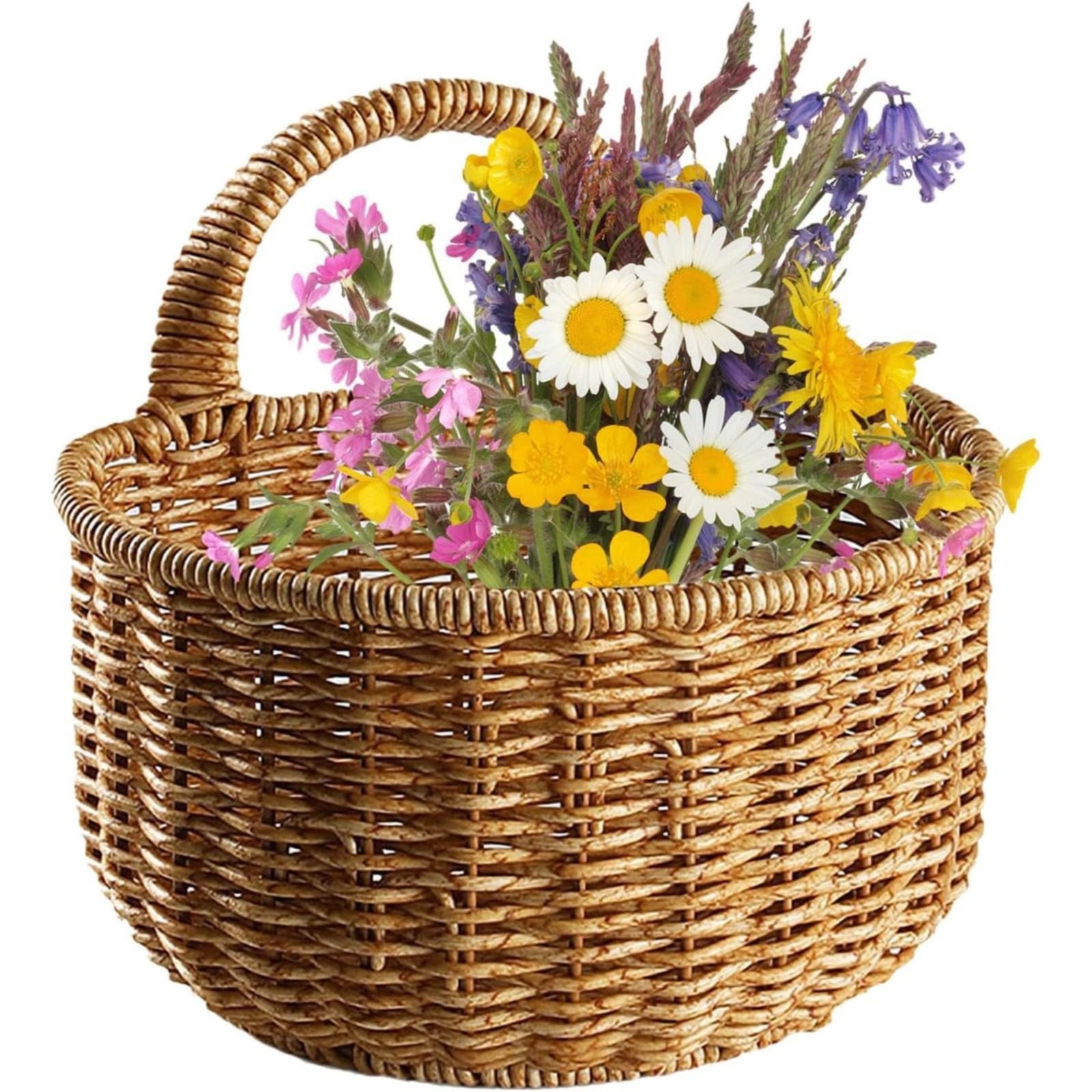 Small Wall-Mounted Kitchen Storage Basket, Hanging Storage Wicker Baskets Wall Mounted Woven Hanging Basket Wicker Small Basket with Handle Wicker Basket with Handle Small Basket Organizer small wall-mounted kitchen storage basket Khaki - Image 4
