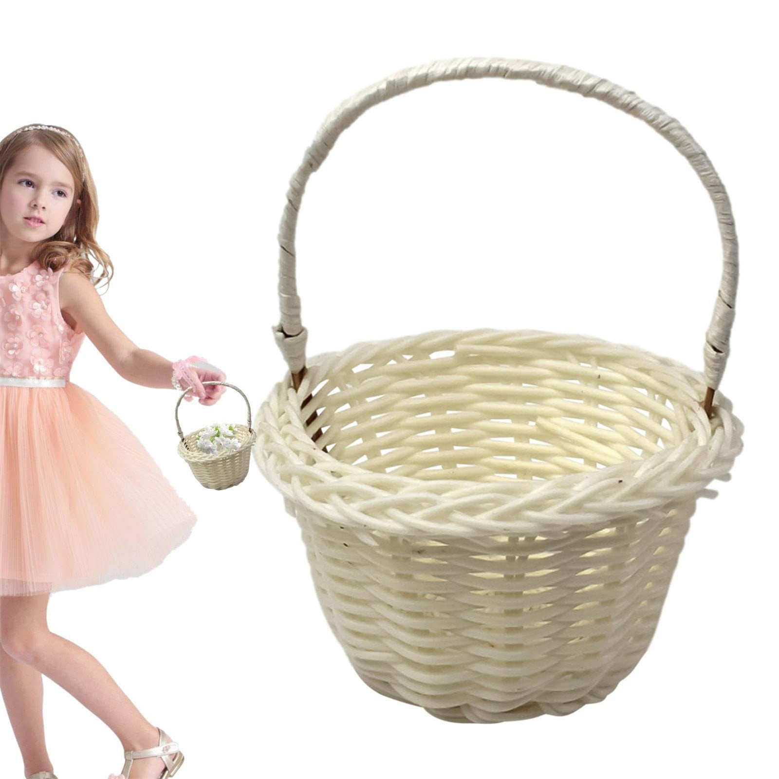 Small Wall-Mounted Kitchen Storage Basket, Hanging Storage Wicker Baskets Wall Mounted Woven Hanging Basket Wicker Small Basket with Handle Wicker Basket with Handle Small Basket Organizer Brown Wedding Flower Basket - Image 2
