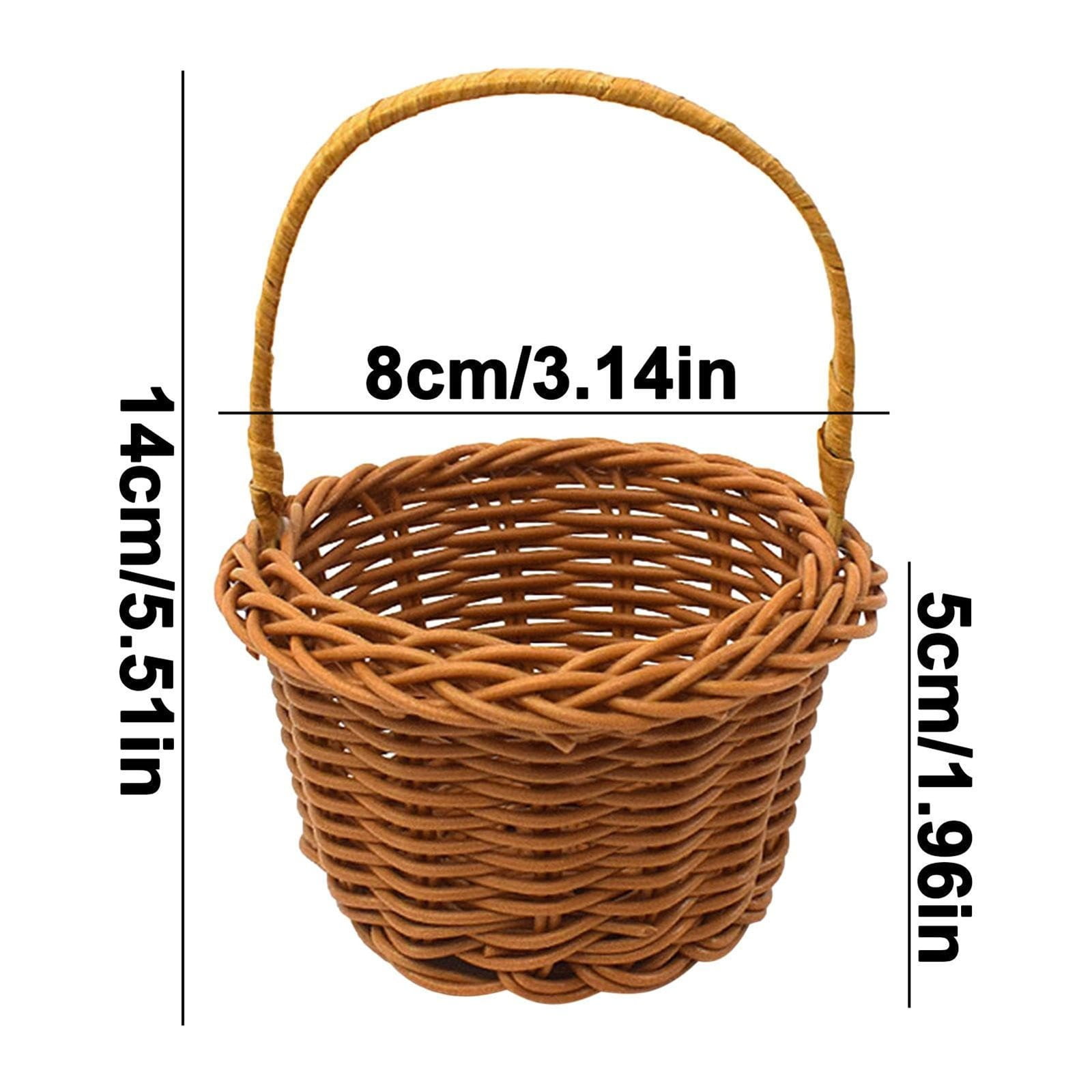 Small Wall-Mounted Kitchen Storage Basket, Hanging Storage Wicker Baskets Wall Mounted Woven Hanging Basket Wicker Small Basket with Handle Wicker Basket with Handle Small Basket Organizer Brown Wedding Flower Basket - Image 3