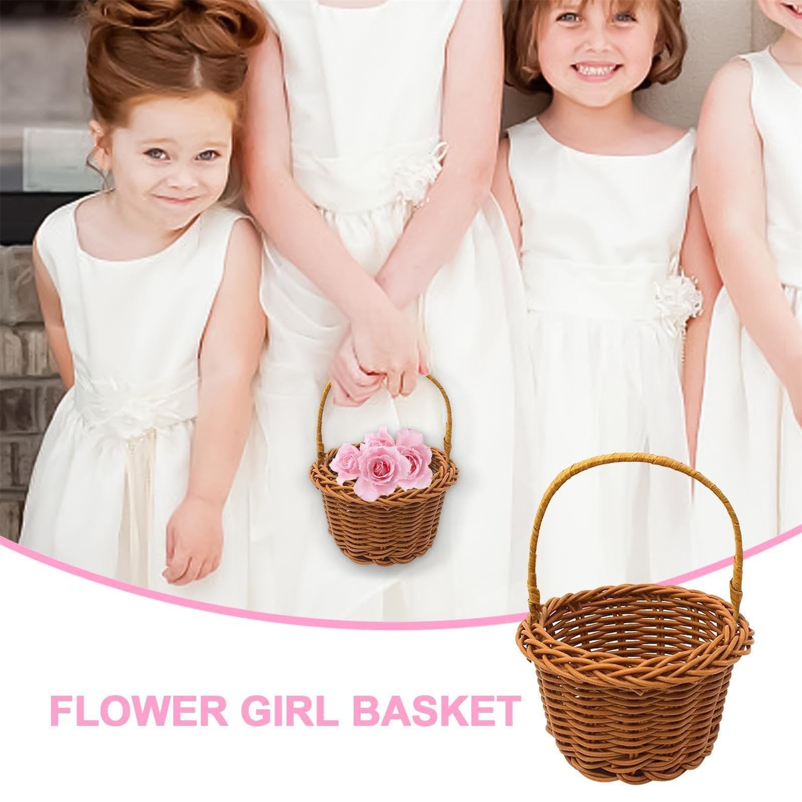 Small Wall-Mounted Kitchen Storage Basket, Hanging Storage Wicker Baskets Wall Mounted Woven Hanging Basket Wicker Small Basket with Handle Wicker Basket with Handle Small Basket Organizer Brown Wedding Flower Basket - Image 7