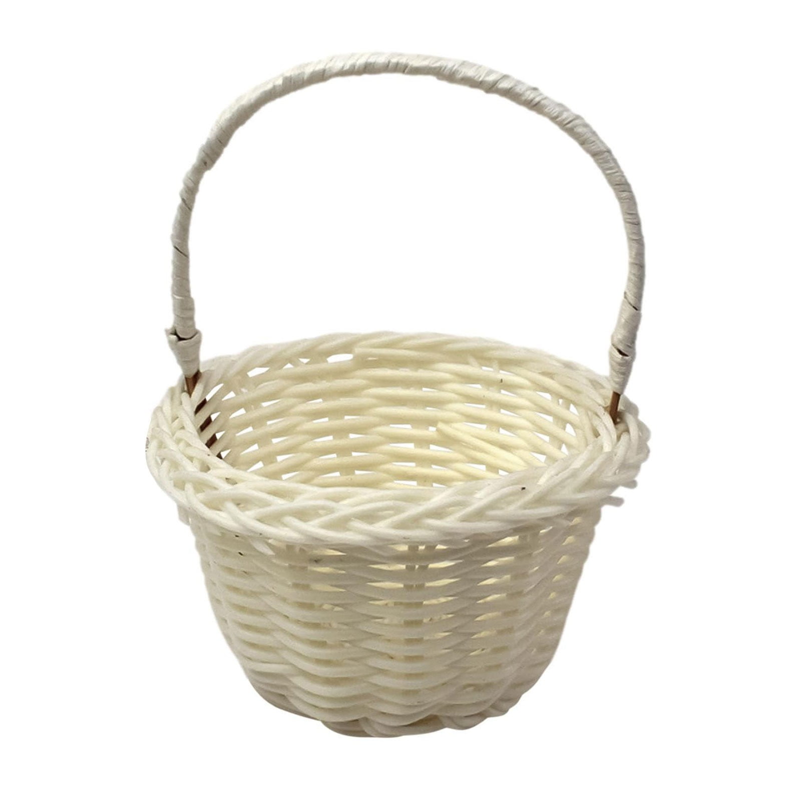 Small Wall-Mounted Kitchen Storage Basket, Hanging Storage Wicker Baskets Wall Mounted Woven Hanging Basket Wicker Small Basket with Handle Wicker Basket with Handle Small Basket Organizer White Wedding Flower Basket - Image 1