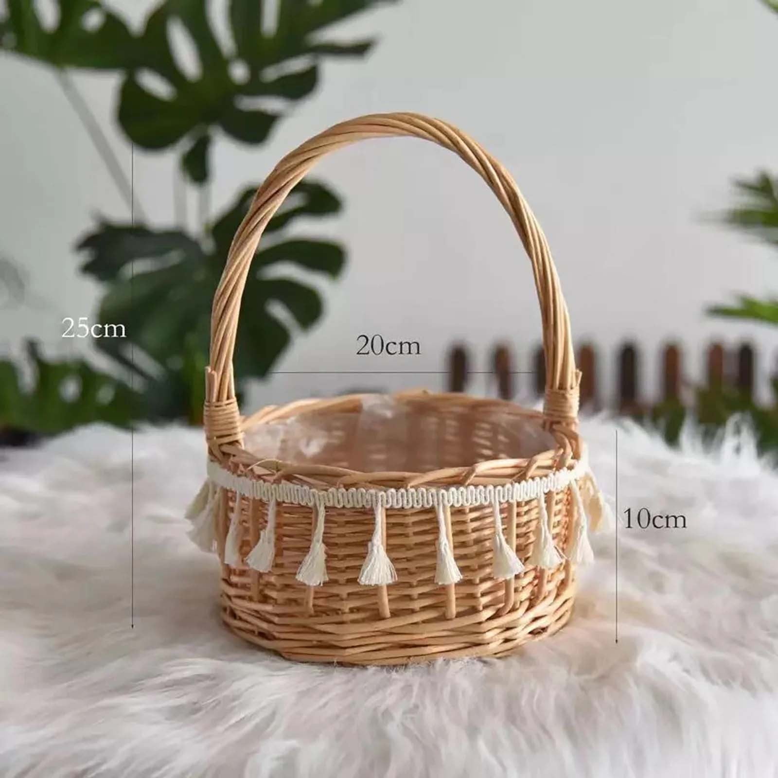 Small Wall-Mounted Kitchen Storage Basket, Hanging Storage Wicker Baskets Wall Mounted Woven Hanging Basket Wicker Small Basket with Handle Wicker Basket with Handle Small Basket Organizer S Wedding basket with tassels - Image 3