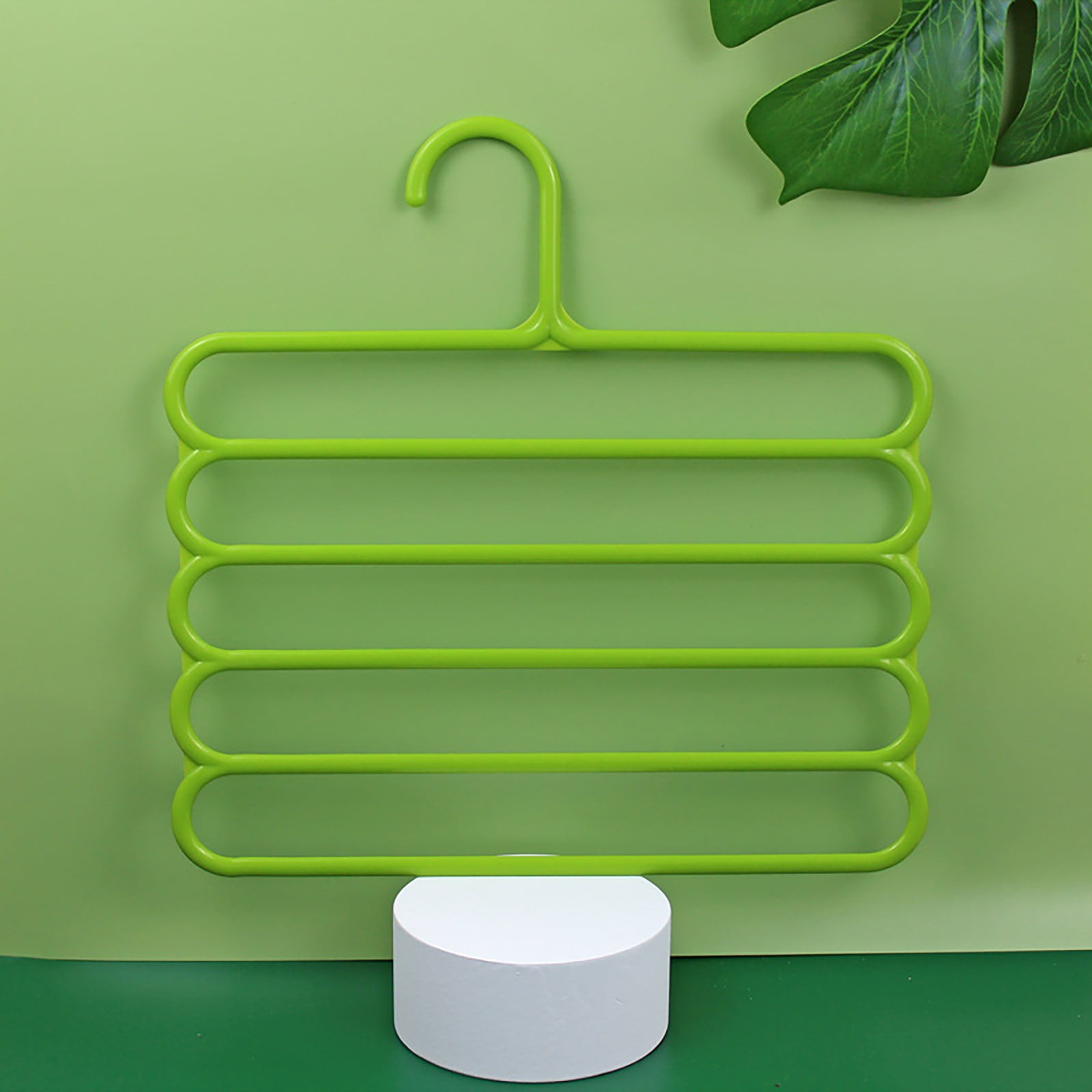 LGCASL, Pants Hanger5 Tier Hanger Non Slip Clothes Hanger for Closet Organizer Space Saving Hangers for Pants Jeans Scarf Trouser Tie Towel Clothes, Multifunctional Trouser Rack White Multifunctional trouser rack Green - Image 2