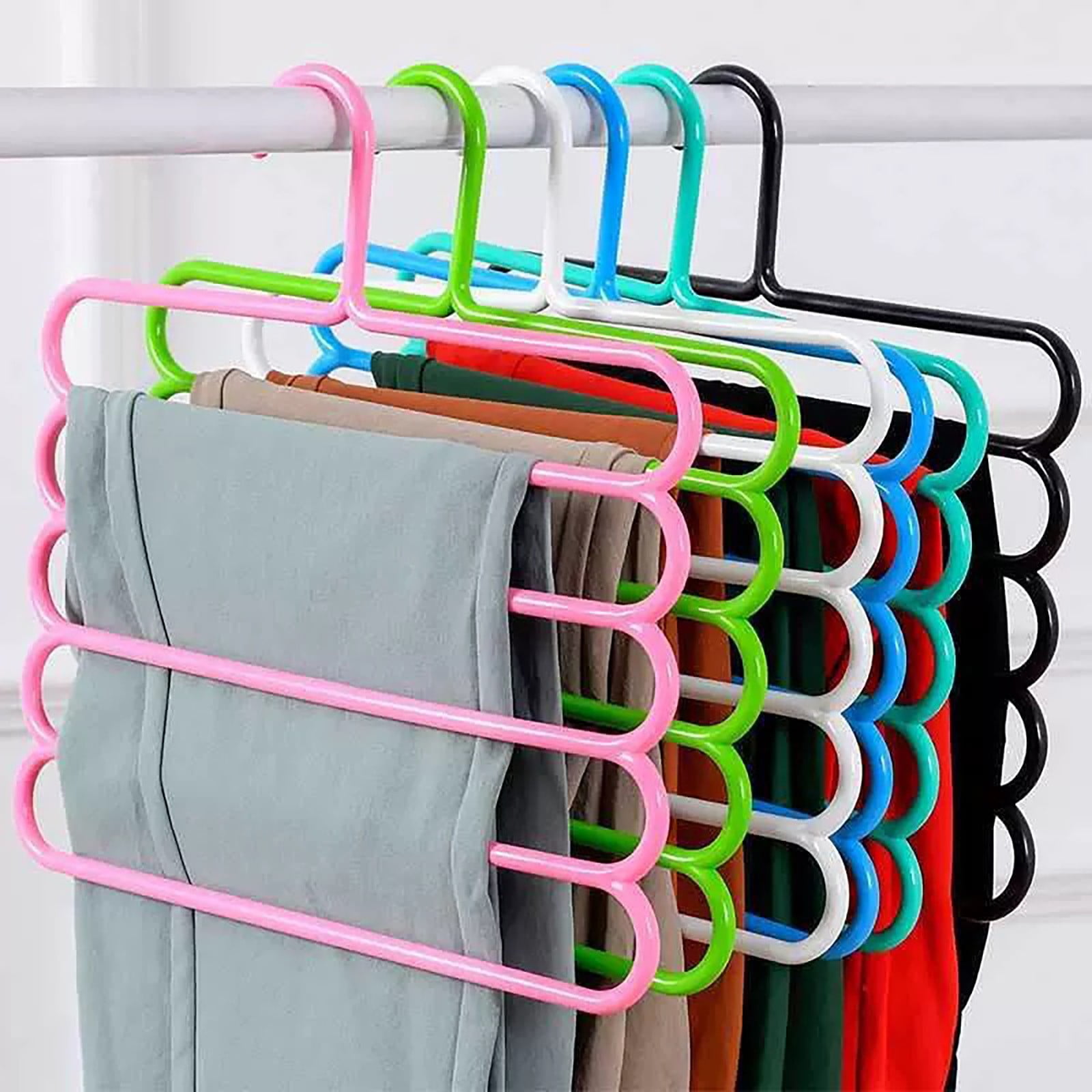 LGCASL, Pants Hanger5 Tier Hanger Non Slip Clothes Hanger for Closet Organizer Space Saving Hangers for Pants Jeans Scarf Trouser Tie Towel Clothes, Multifunctional Trouser Rack Multifunctional trouser rack White - Image 4