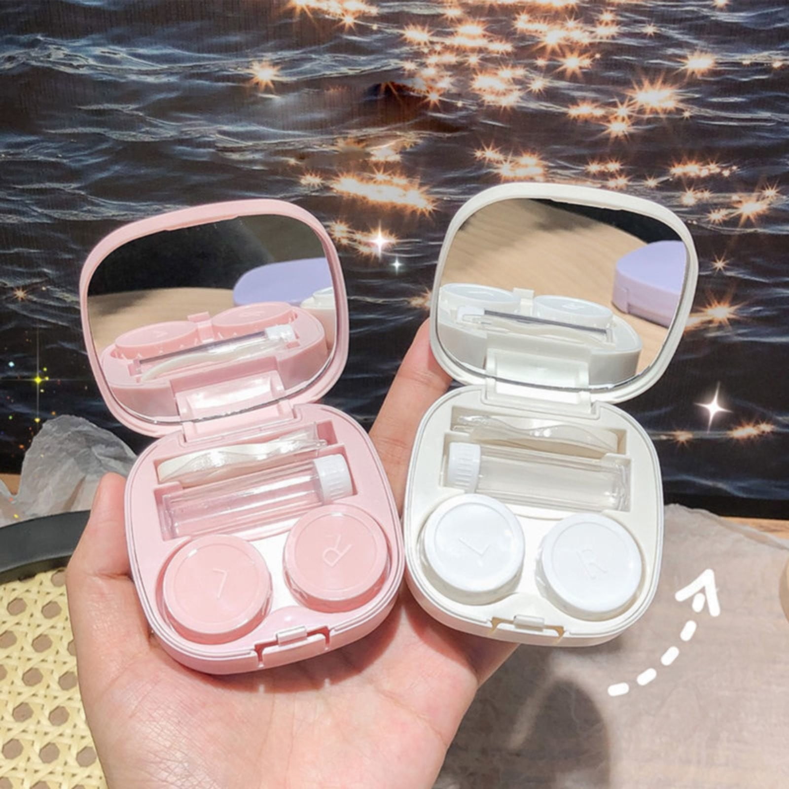 LGCASL, Case with Handmade Cute Contact Case with Tweezers Remover Tool Solution Bottle for Travel Outdoor Home Dormitory and Daily Use, Contact Lens Storage Box Yellow contact lens storage box Green - Image 5