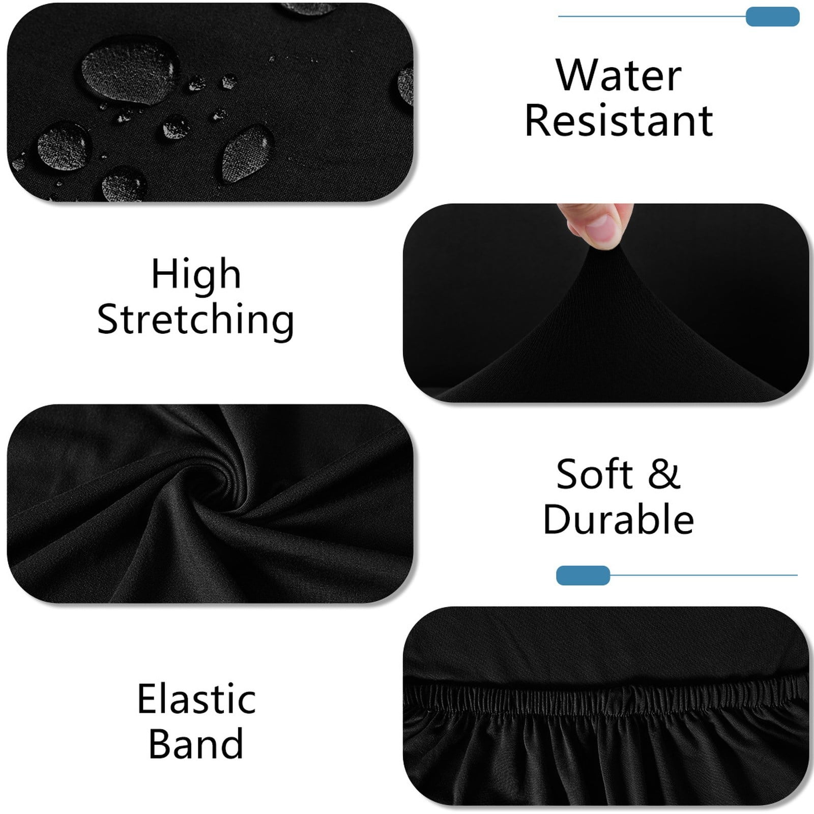 LGCASL, High Performance Black Tablecloth and Cloth 4 Piece Set: Your Furniture And, Black Splash-Proof Tablecloth Bench Cloth 4Pcs Black splash-proof tablecloth bench cloth 4pcs Black - Image 4